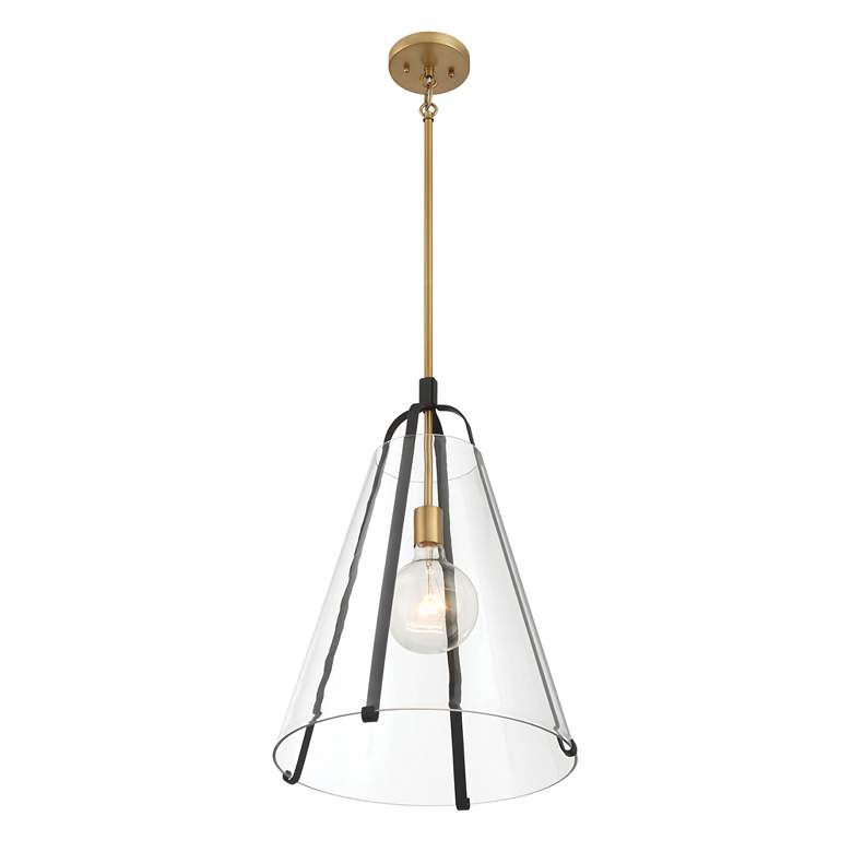 Image 6 Minka-Lavery Paxos 1-Light 15.5-in Legacy Brass and Black Indoor Pendant more views