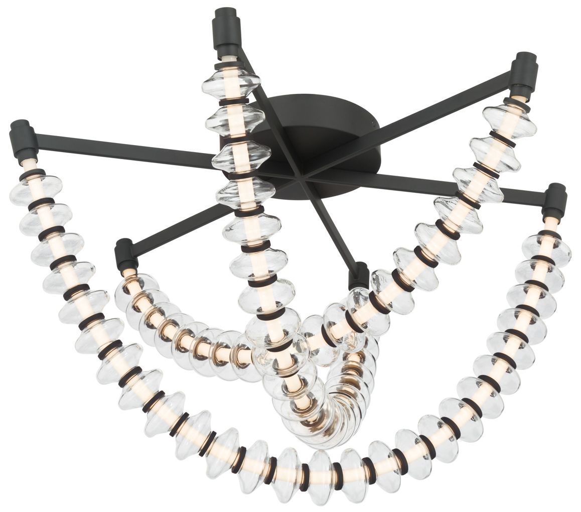 Image 3 Minka Lavery Pearl LED 28-in Dark Matte Black Flush Mount with Glass Shade more views