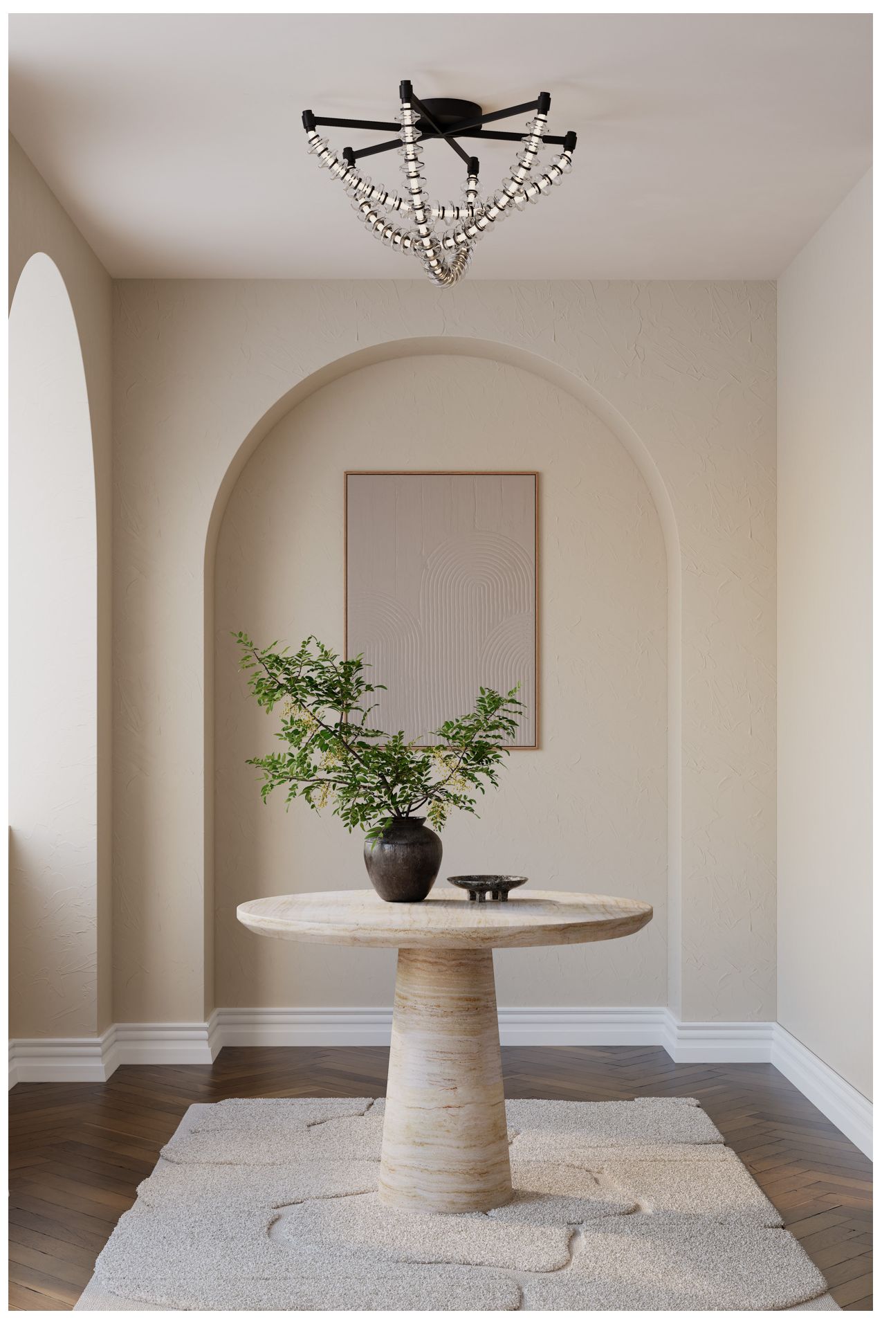 Image 4 Minka Lavery Pearl LED 28-in Dark Matte Black Flush Mount with Glass Shade more views