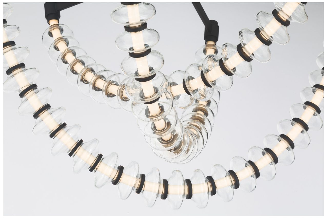 Image 5 Minka Lavery Pearl LED 28-in Dark Matte Black Flush Mount with Glass Shade more views