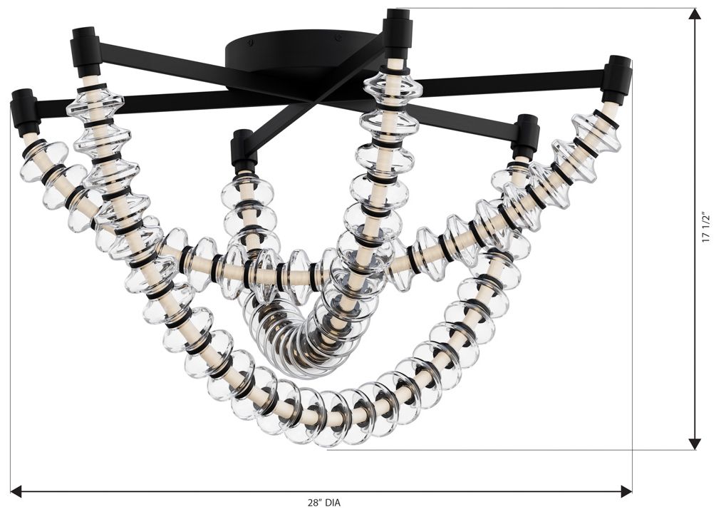 Minka Lavery Pearl LED 28-in Dark Matte Black Flush Mount with Glass Shade