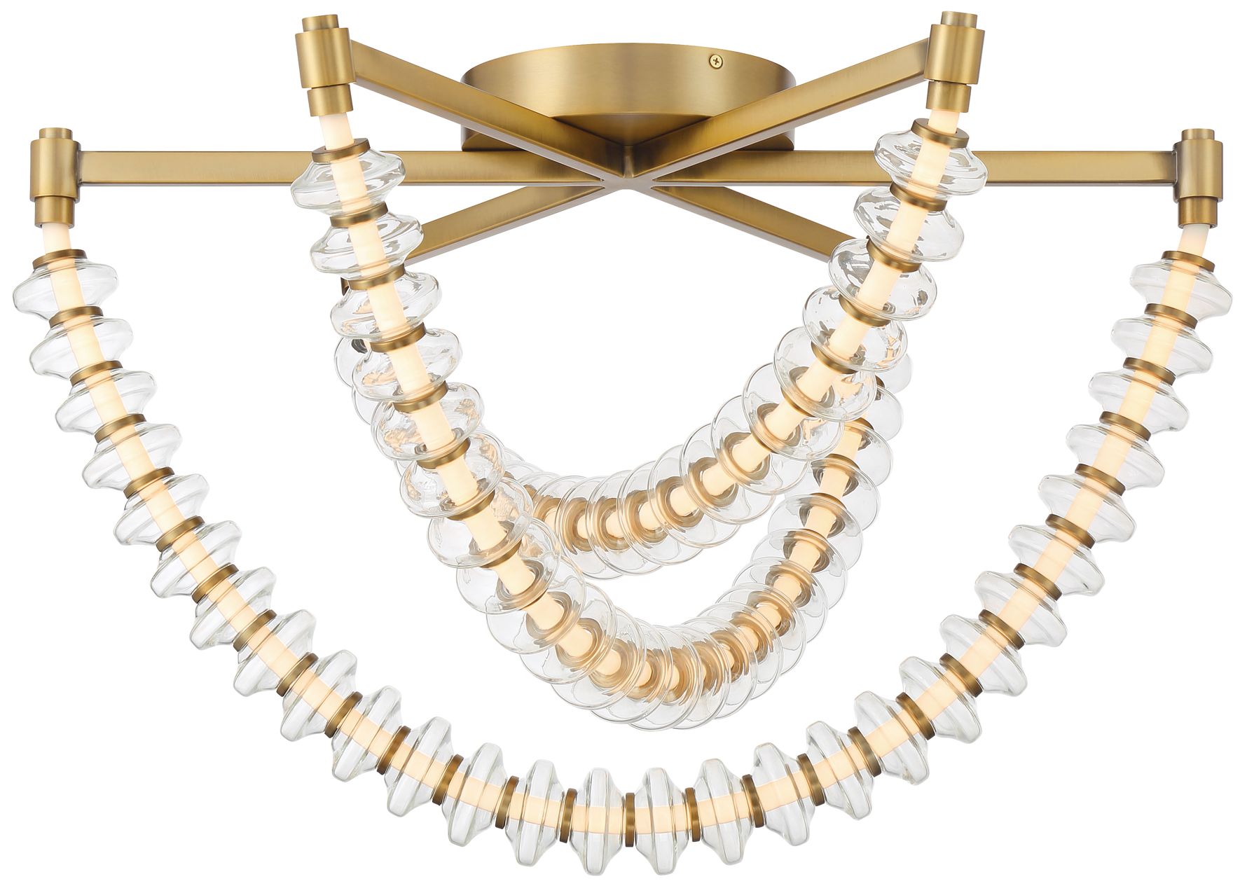 Minka-Lavery Pearl LED 28-in Legacy Brass Flush Mount with Glass Shade
