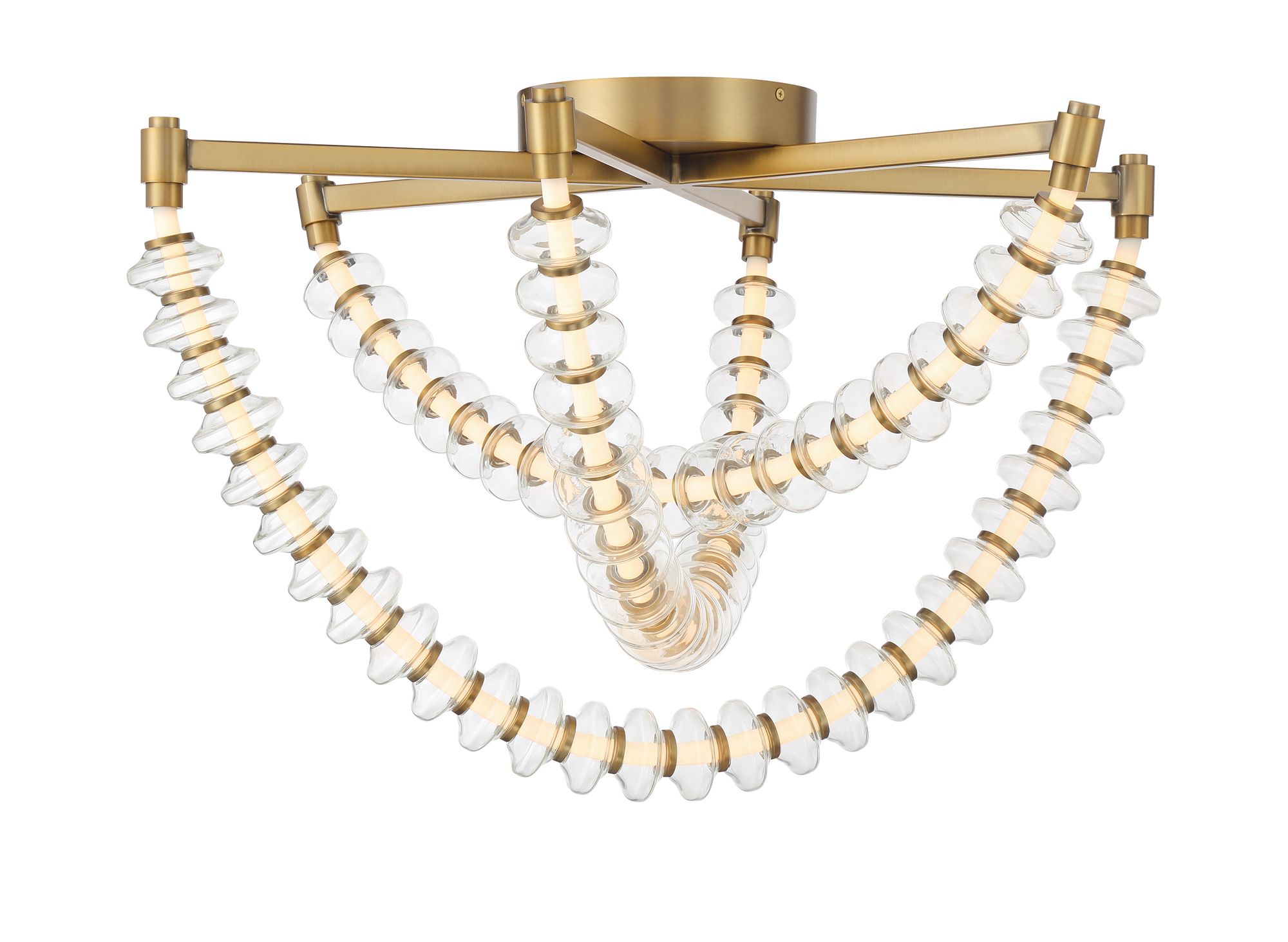 Image 3 Minka-Lavery Pearl LED 28-in Legacy Brass Flush Mount with Glass Shade more views