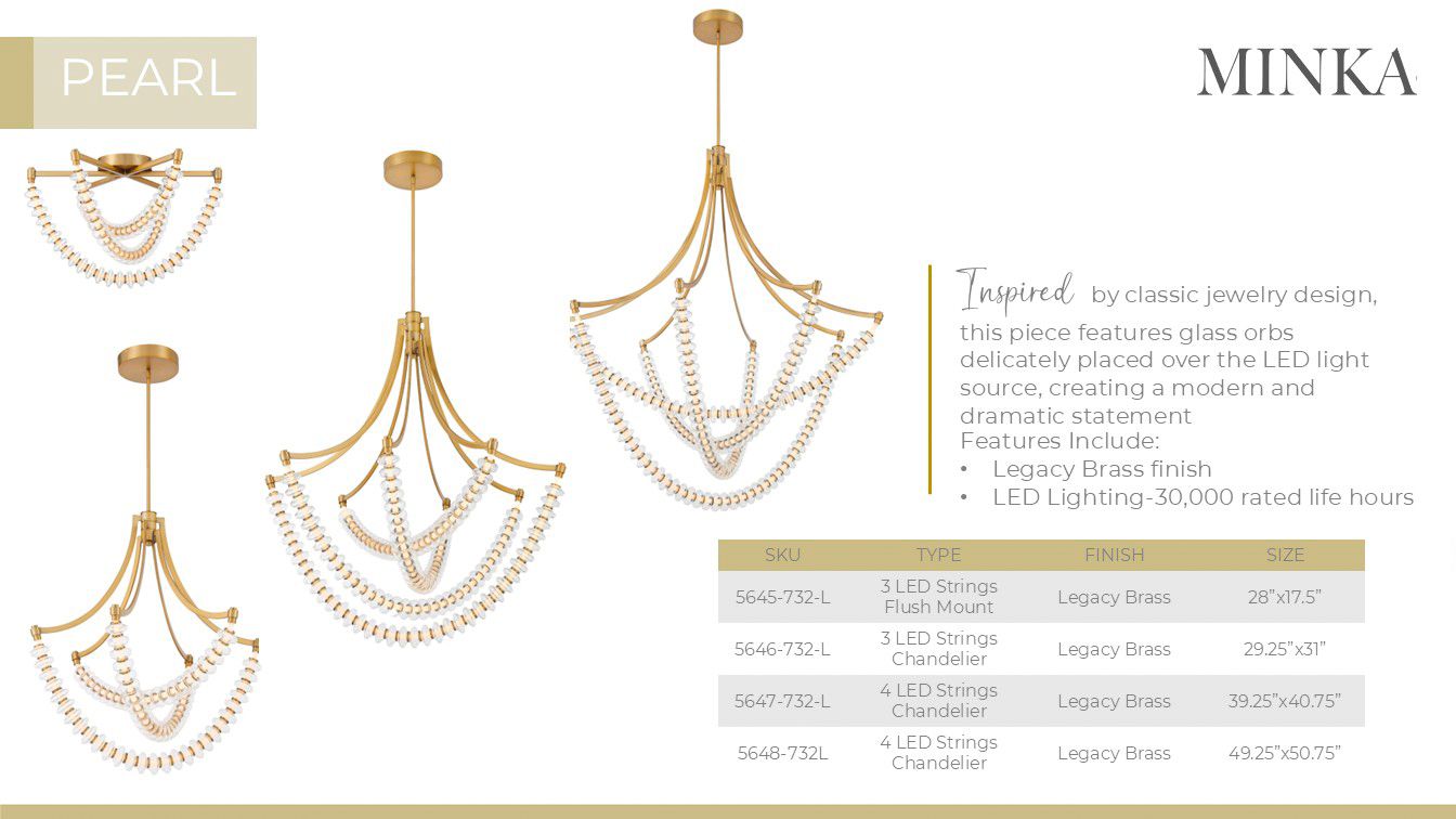 Minka-Lavery Pearl LED 29.25-in Legacy Brass Indoor Chandelier