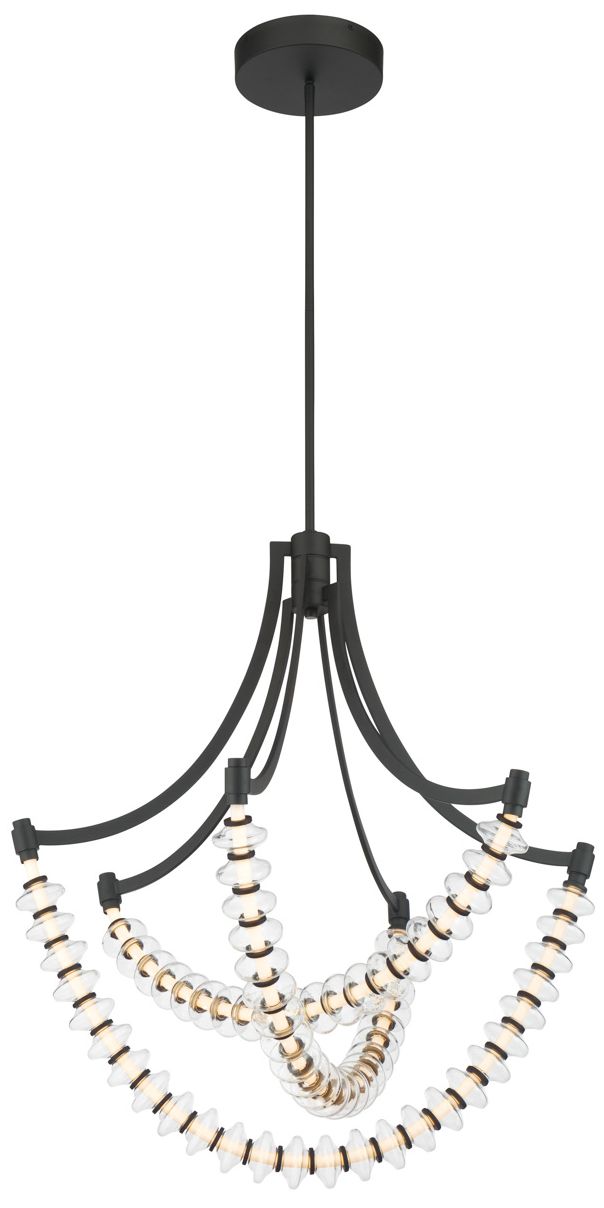 Minka Lavery Pearl LED 29.25in Dark Matte Black Chandelier with Glass Shade