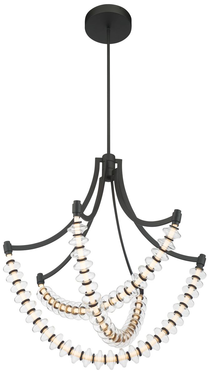Image 3 Minka Lavery Pearl LED 29.25in Dark Matte Black Chandelier with Glass Shade more views