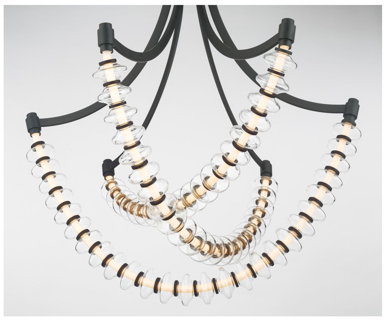 Image 5 Minka Lavery Pearl LED 29.25in Dark Matte Black Chandelier with Glass Shade more views