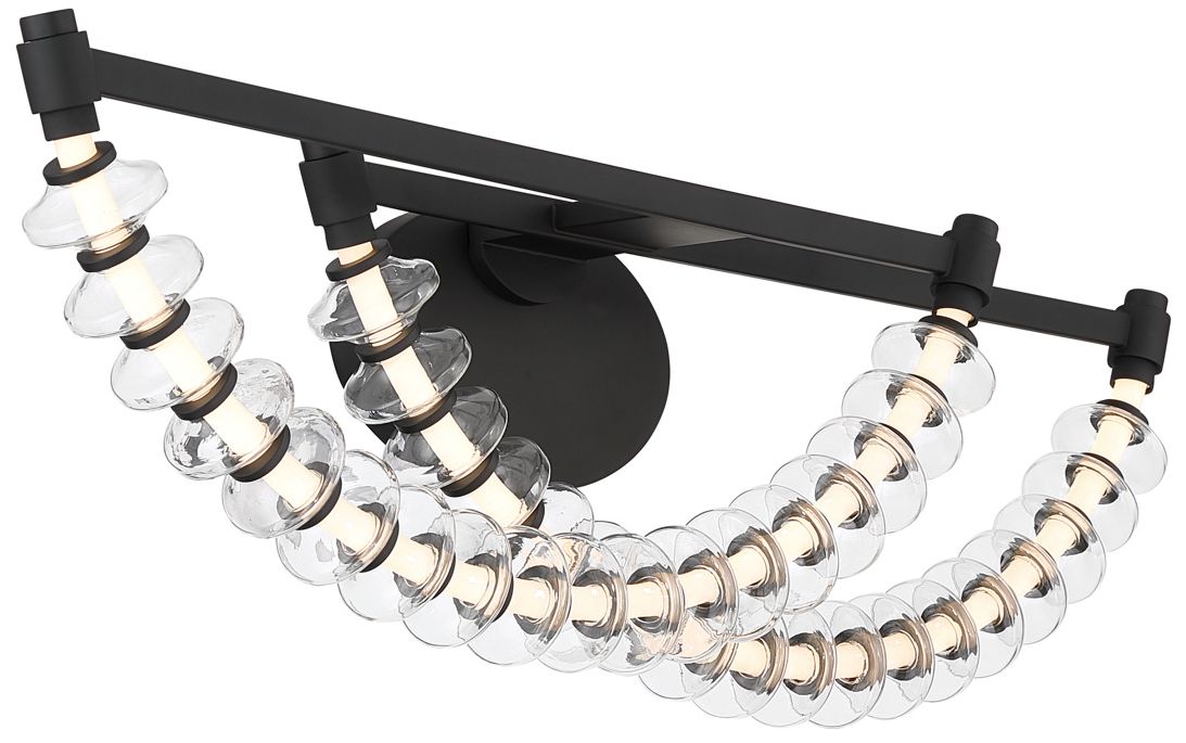 Thumbnail3 of Minka Lavery Pearl LED 36-in Dark Matte Black Vanity Light with Glass Shade more views