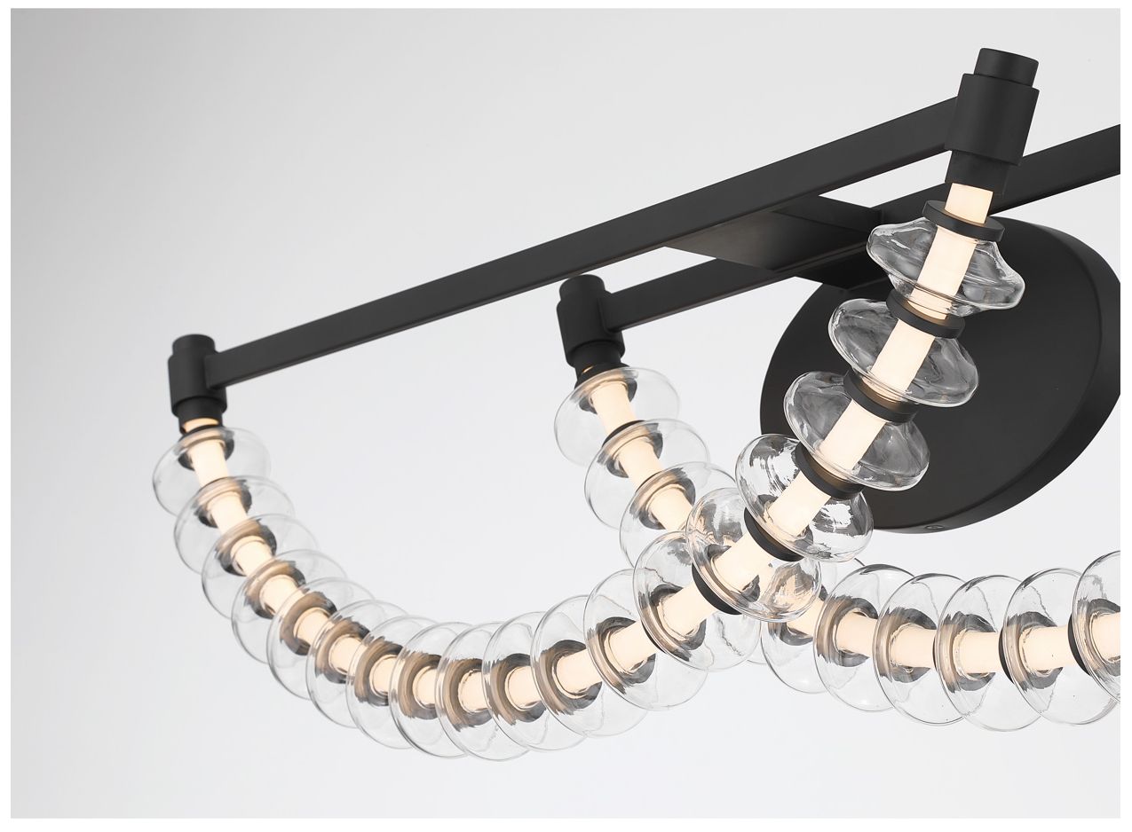 Minka Lavery Pearl LED 36-in Dark Matte Black Vanity Light with Glass Shade