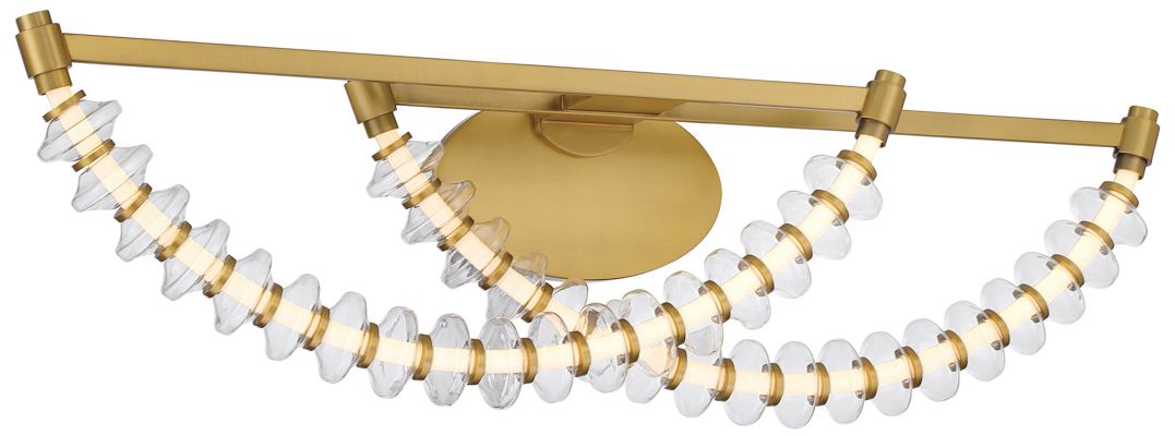Minka Lavery Pearl LED 36-in Legacy Brass Vanity Light with Glass Shade