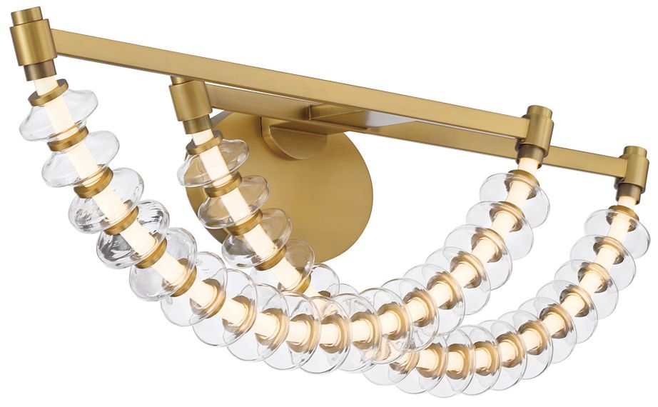 Image 3 Minka Lavery Pearl LED 36-in Legacy Brass Vanity Light with Glass Shade more views
