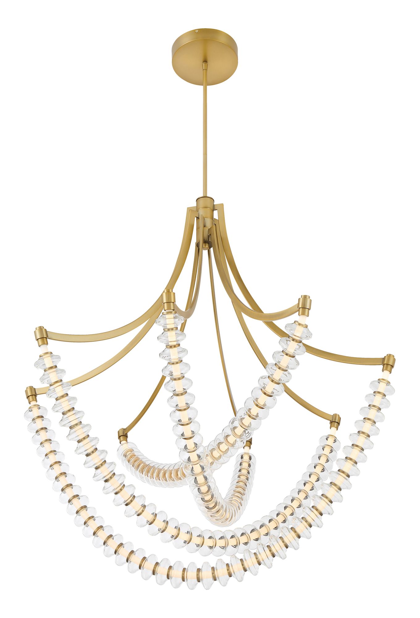 Minka-Lavery Pearl LED 39.25-in Legacy Brass Chandelier with Glass Shade