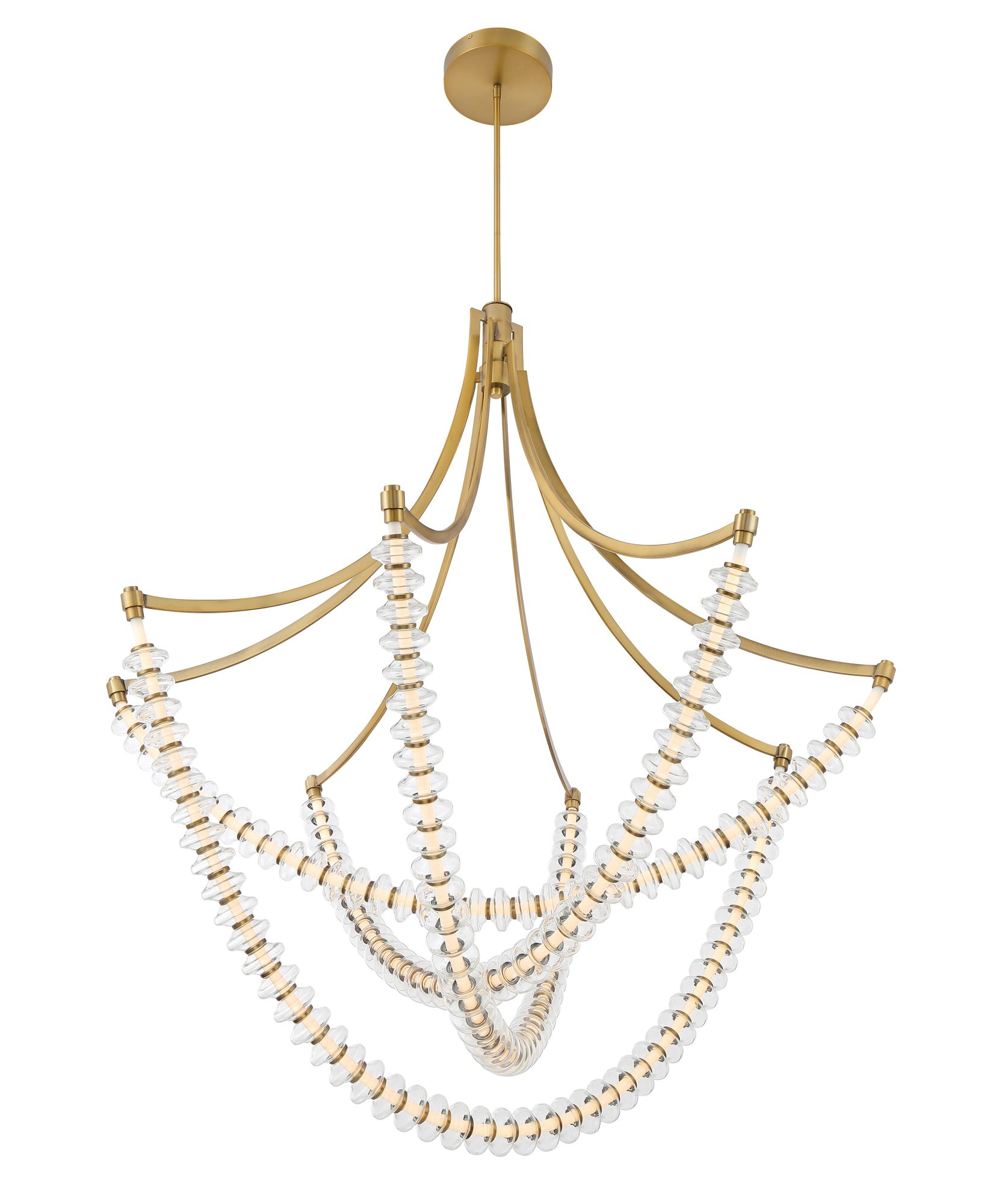 Minka-Lavery Pearl LED 49.25-in Legacy Brass Chandelier with Glass Shade
