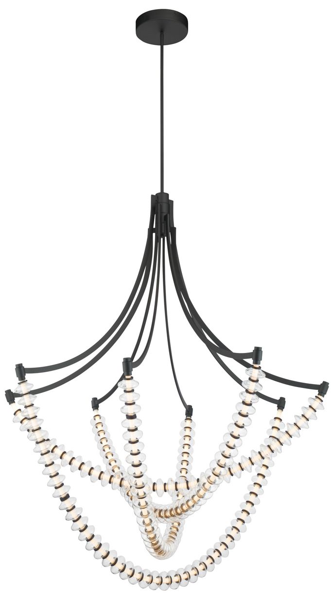 Minka Lavery Pearl LED 49.25in Dark Matte Black Chandelier with Glass Shade