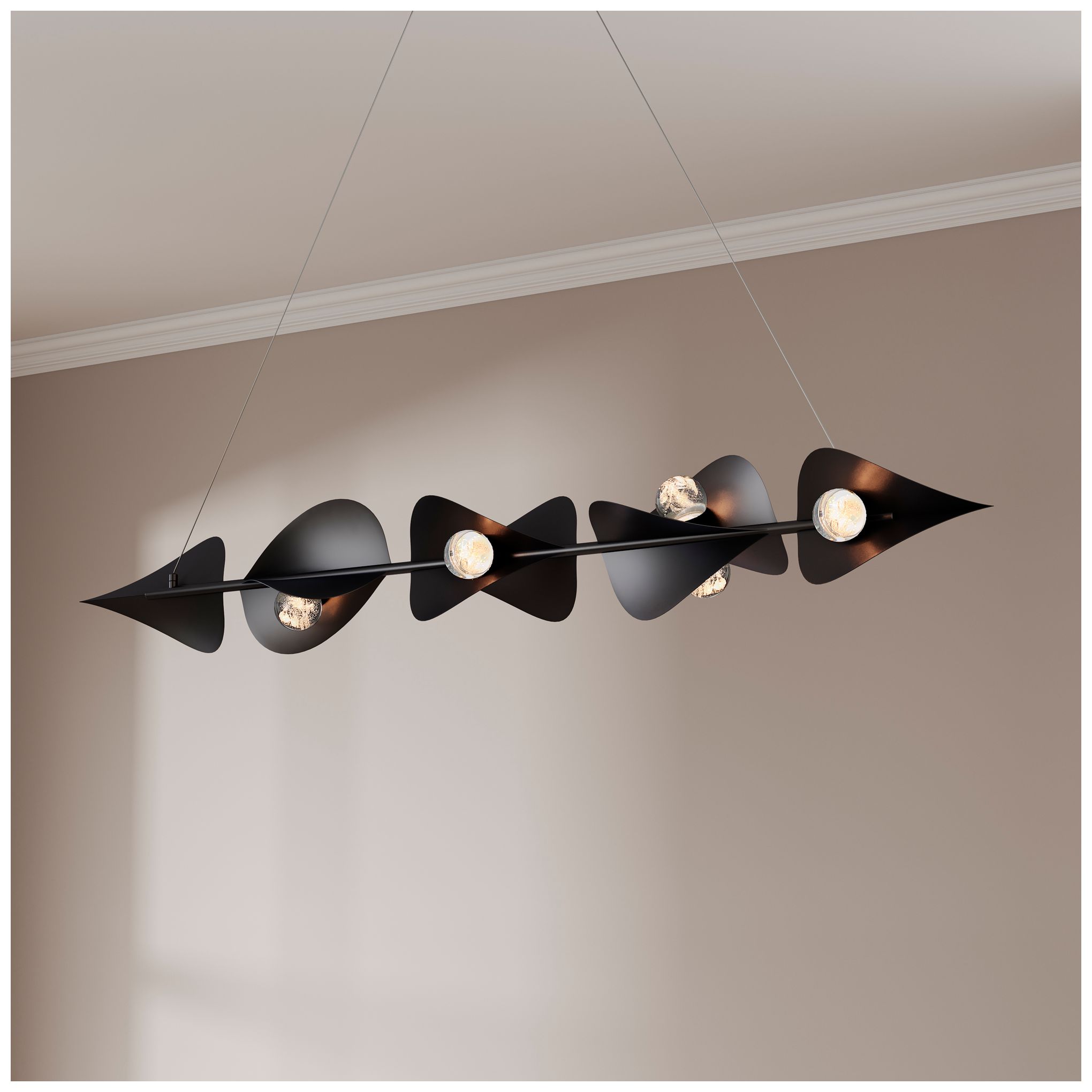 Image 2 Minka Lavery Pod LED 61.75-in Coal Black Linear Chandelier with Shade more views