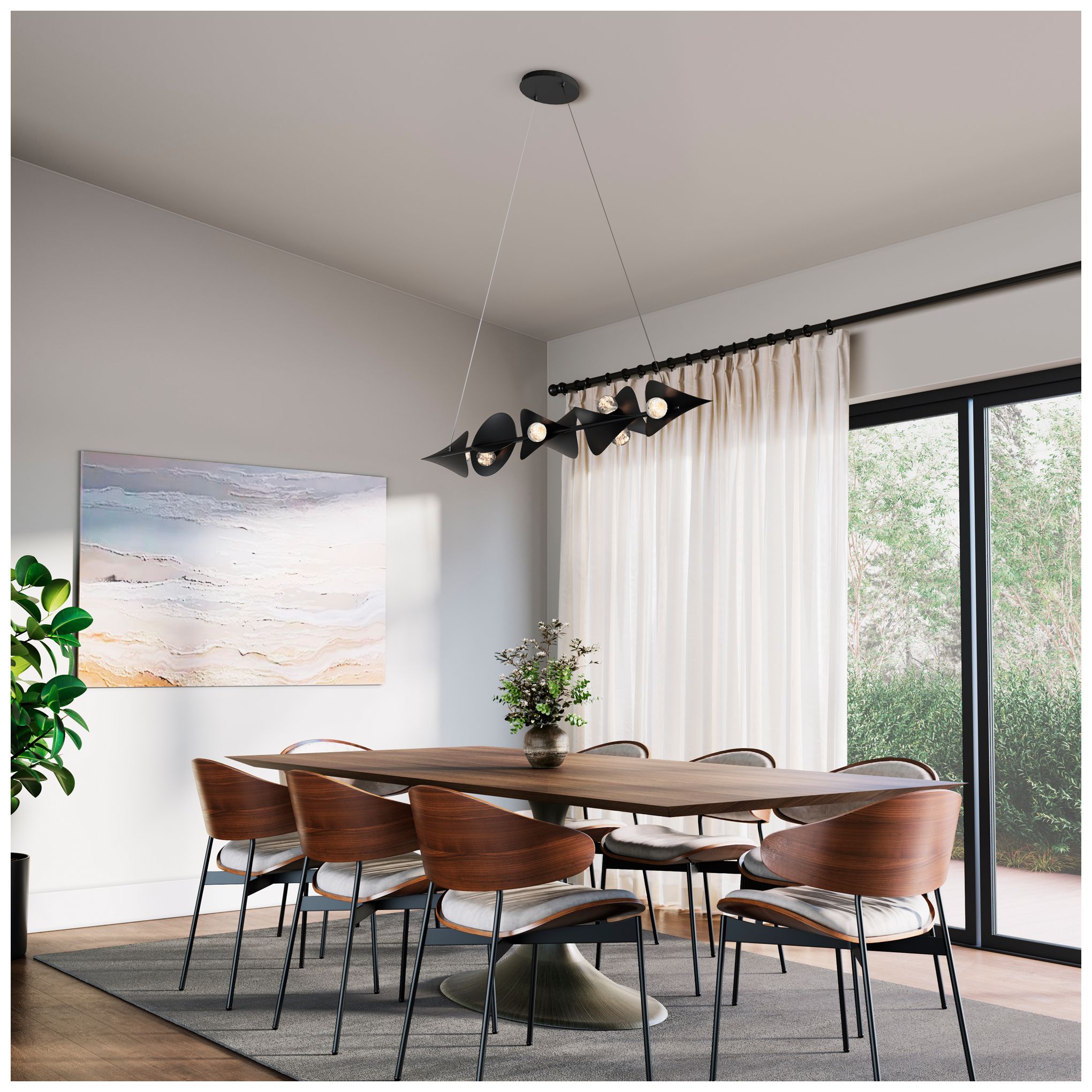 Image 4 Minka Lavery Pod LED 61.75-in Coal Black Linear Chandelier with Shade more views