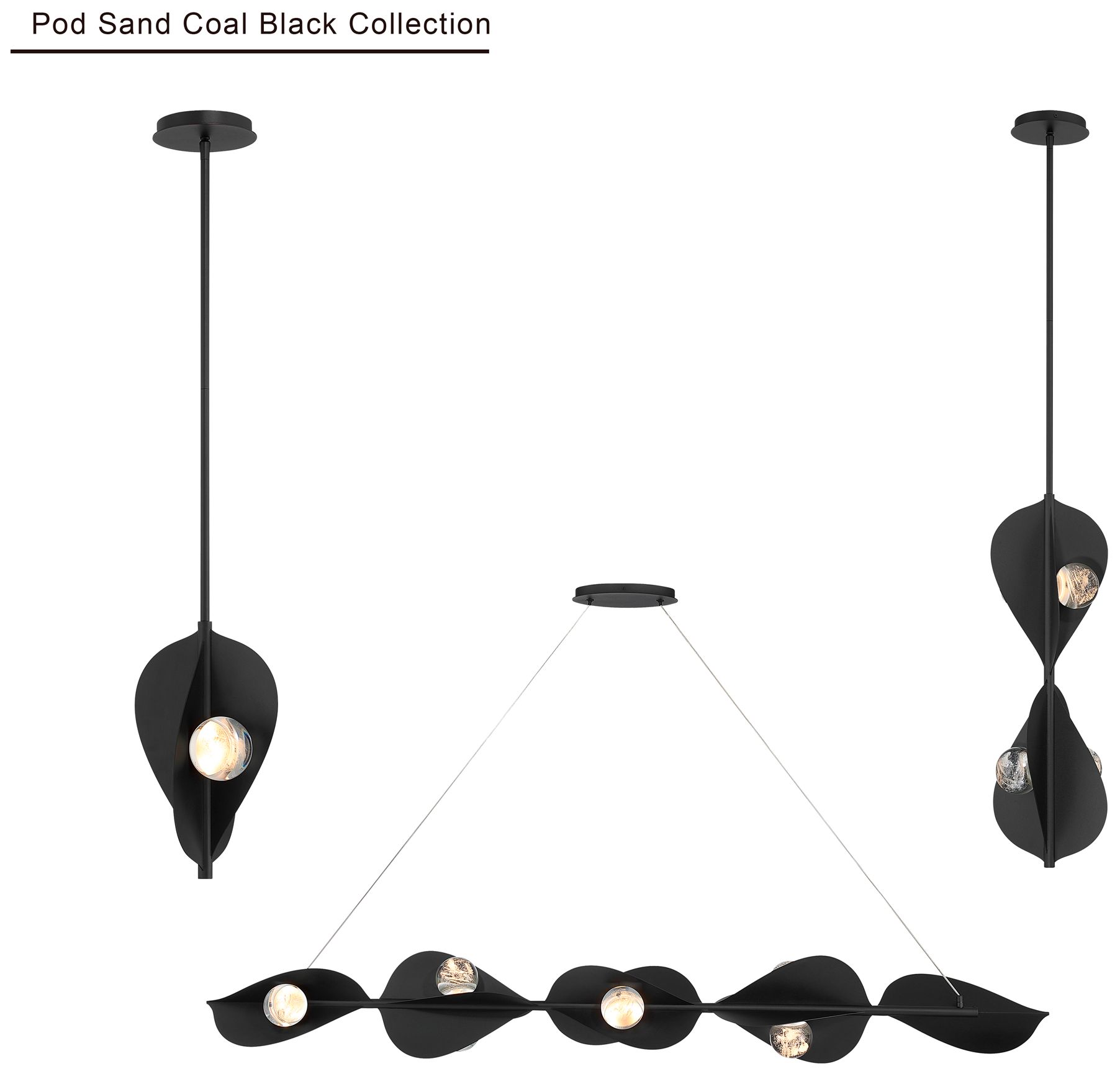 Minka Lavery Pod LED 61.75-in Coal Black Linear Chandelier with Shade