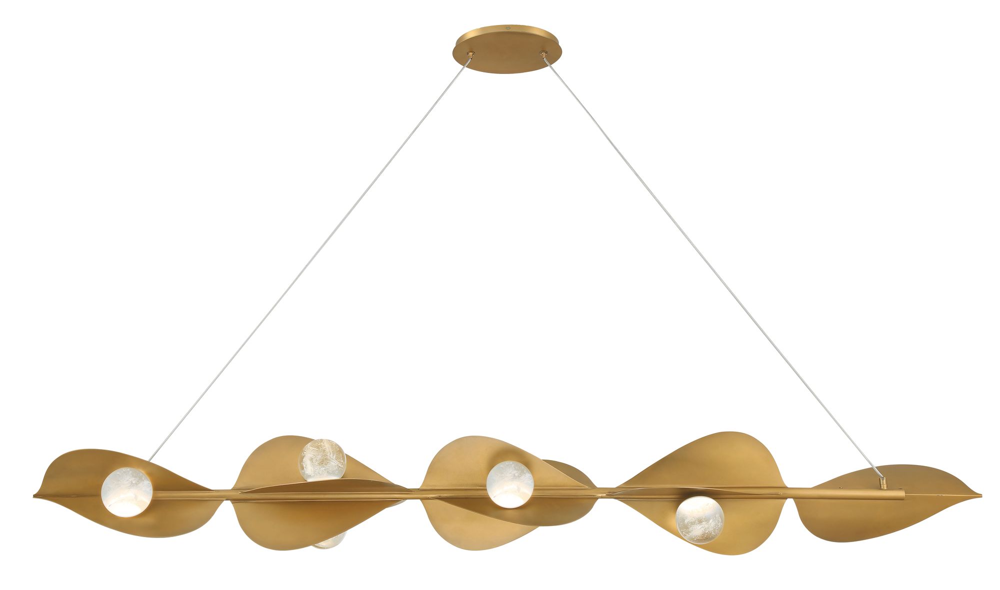 Minka-Lavery Pod LED 61.75-in Legacy Brass Linear Chandelier with Shades