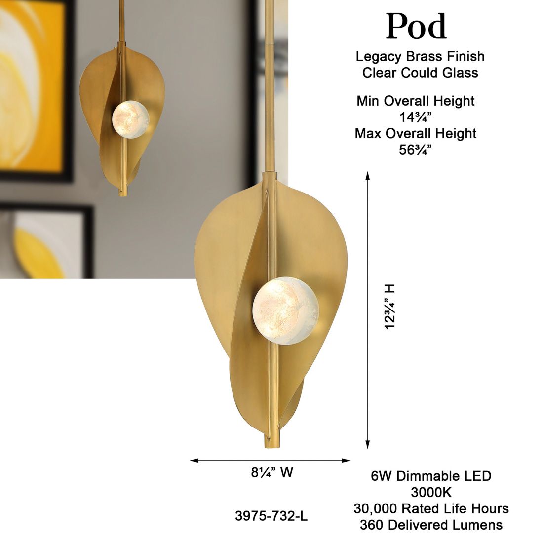 Minka-Lavery Pod LED 8.25-in Legacy Brass Indoor Pendant