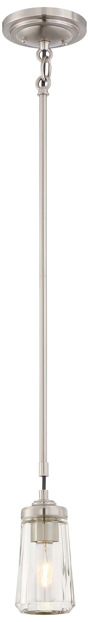 Minka-Lavery Poleis 1-Light Brushed Nickel Mini Pendant with Glass Shade