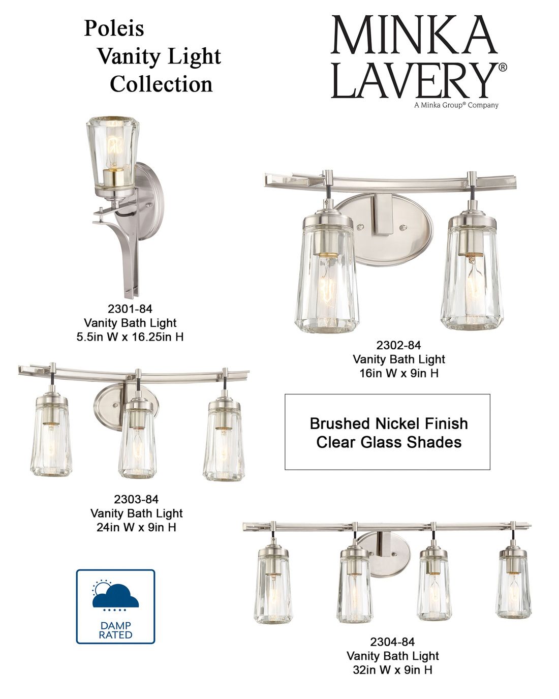 Minka-Lavery Poleis 3-Light Brushed Nickel Bath