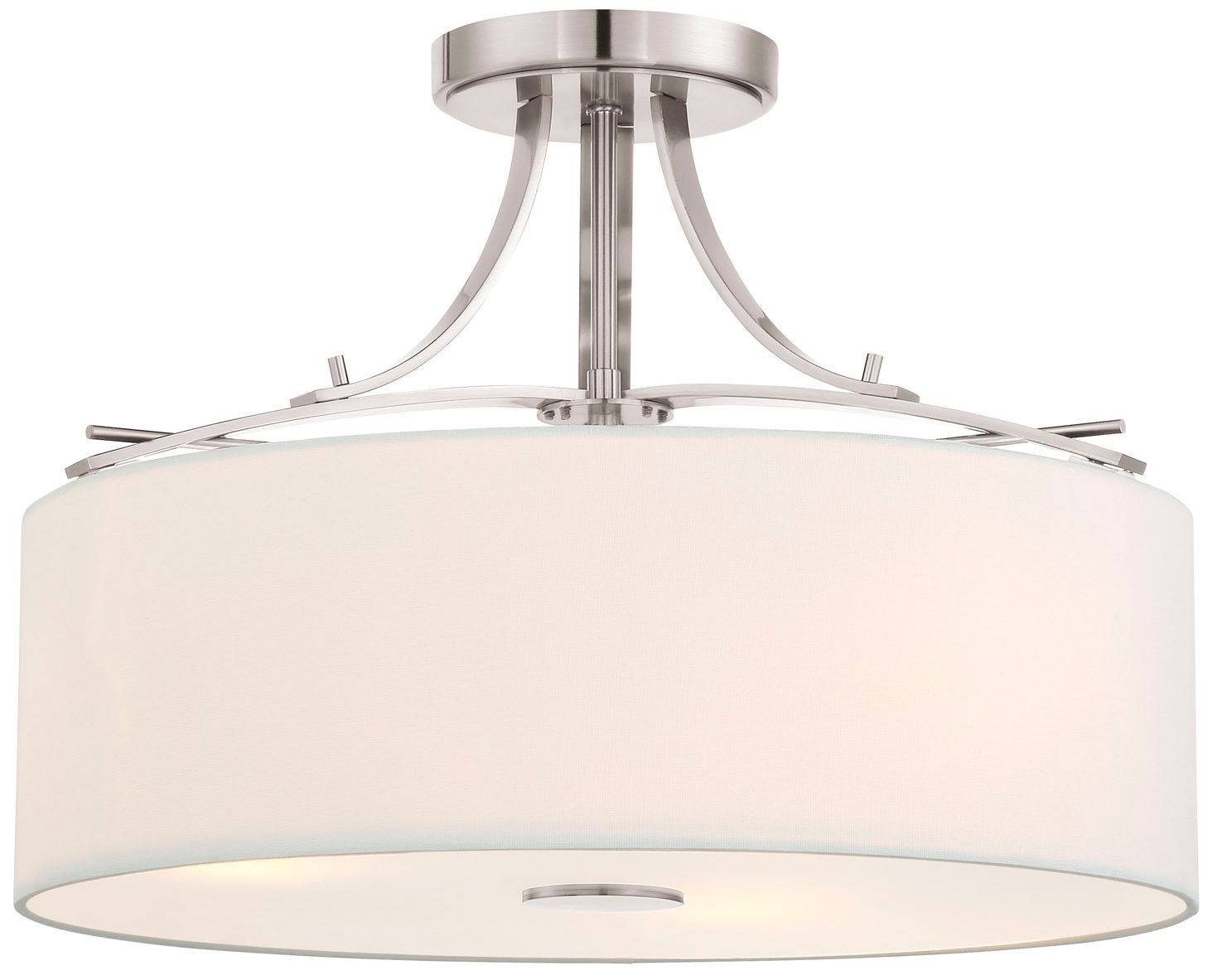 Minka-Lavery Poleis 3-Light Brushed Nickel Semi Flush with Fabric Shade