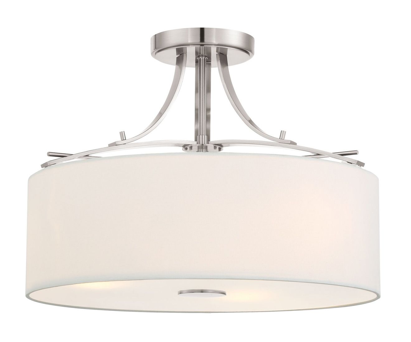Image 6 Minka-Lavery Poleis 3-Light Brushed Nickel Semi Flush with Fabric Shade more views
