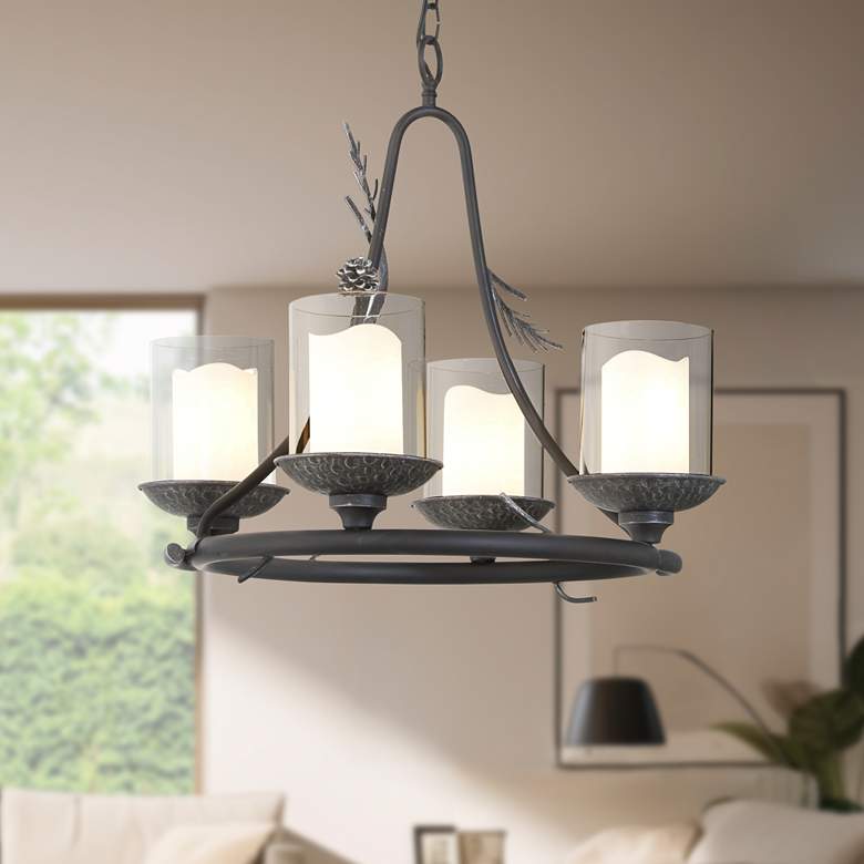 Image 1 Minka-Lavery Ponderosa Ridge 4-Light Spruce and Silver Chandelier