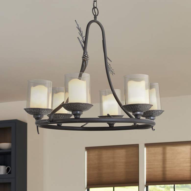 Image 1 Minka-Lavery Ponderose Ridge 6-Light Spruce and Silver Chandelier