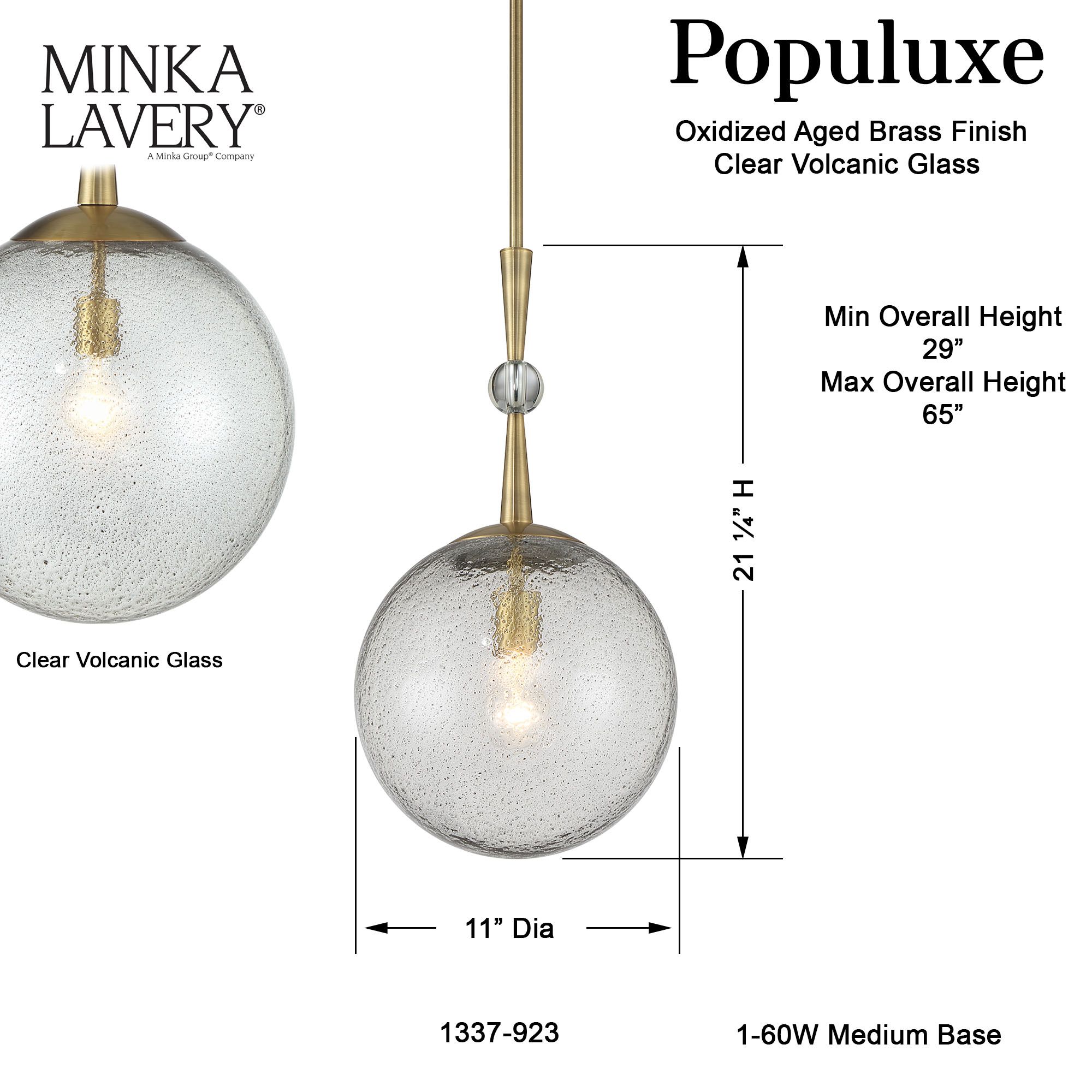 Image 5 Minka-Lavery Populuxe 1-Light Oxidized Aged Brass Mini Pendant more views
