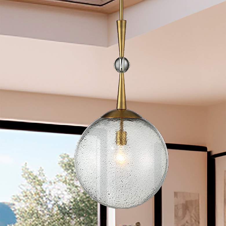Image 1 Minka-Lavery Populuxe 13 3/4" Oxidized Aged Brass Seeded Glass Pendant