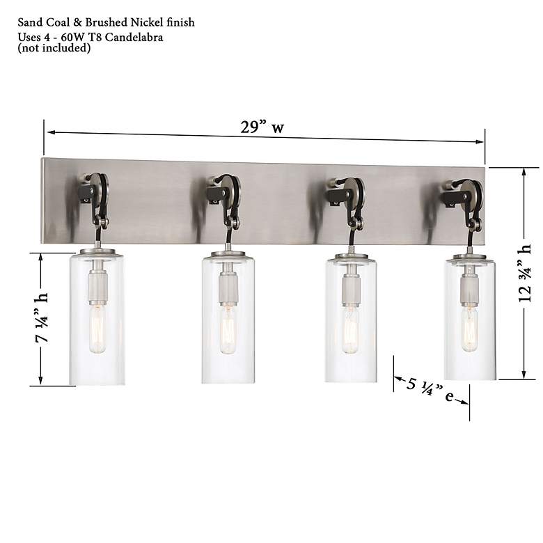 Image 4 Minka Lavery Pullman Junction 29" Brushed Nickel 4-Light Bath Light more views
