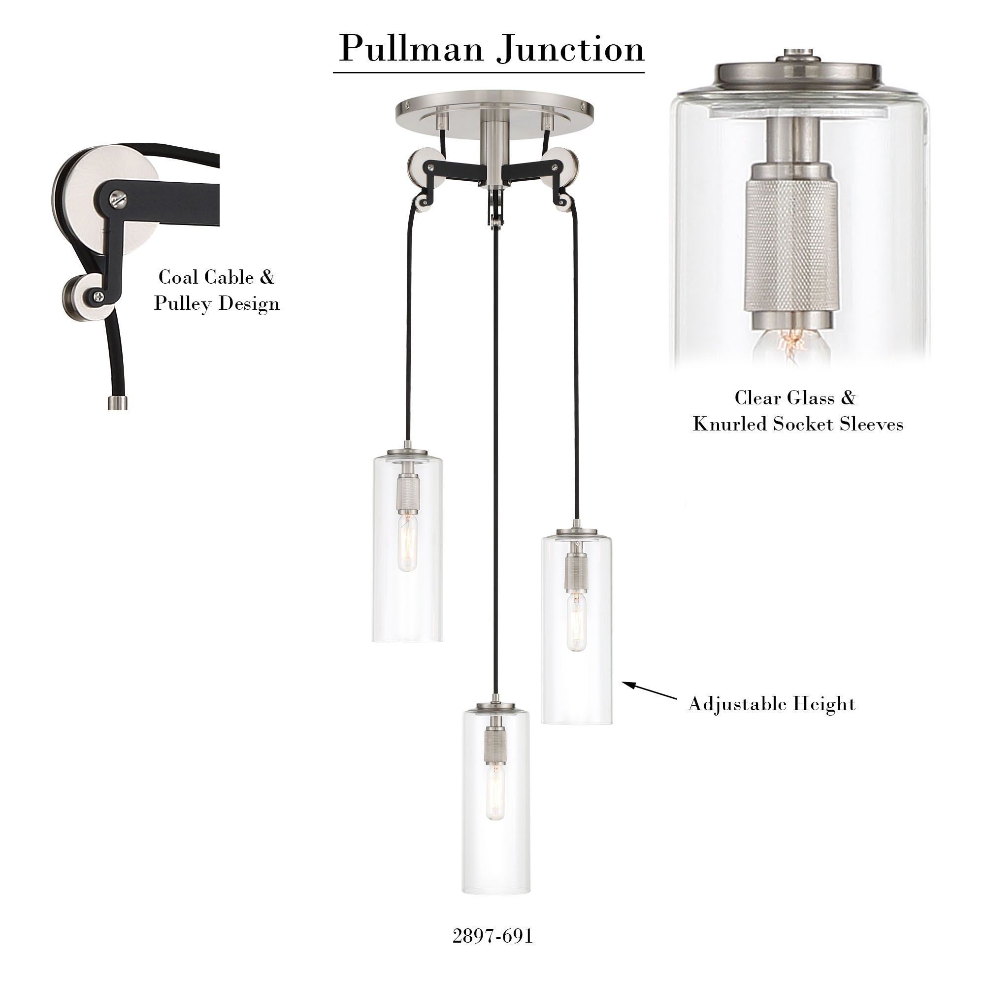 Image 5 Minka-Lavery Pullman Junction 3-Light Coal and Nickel Pendant more views