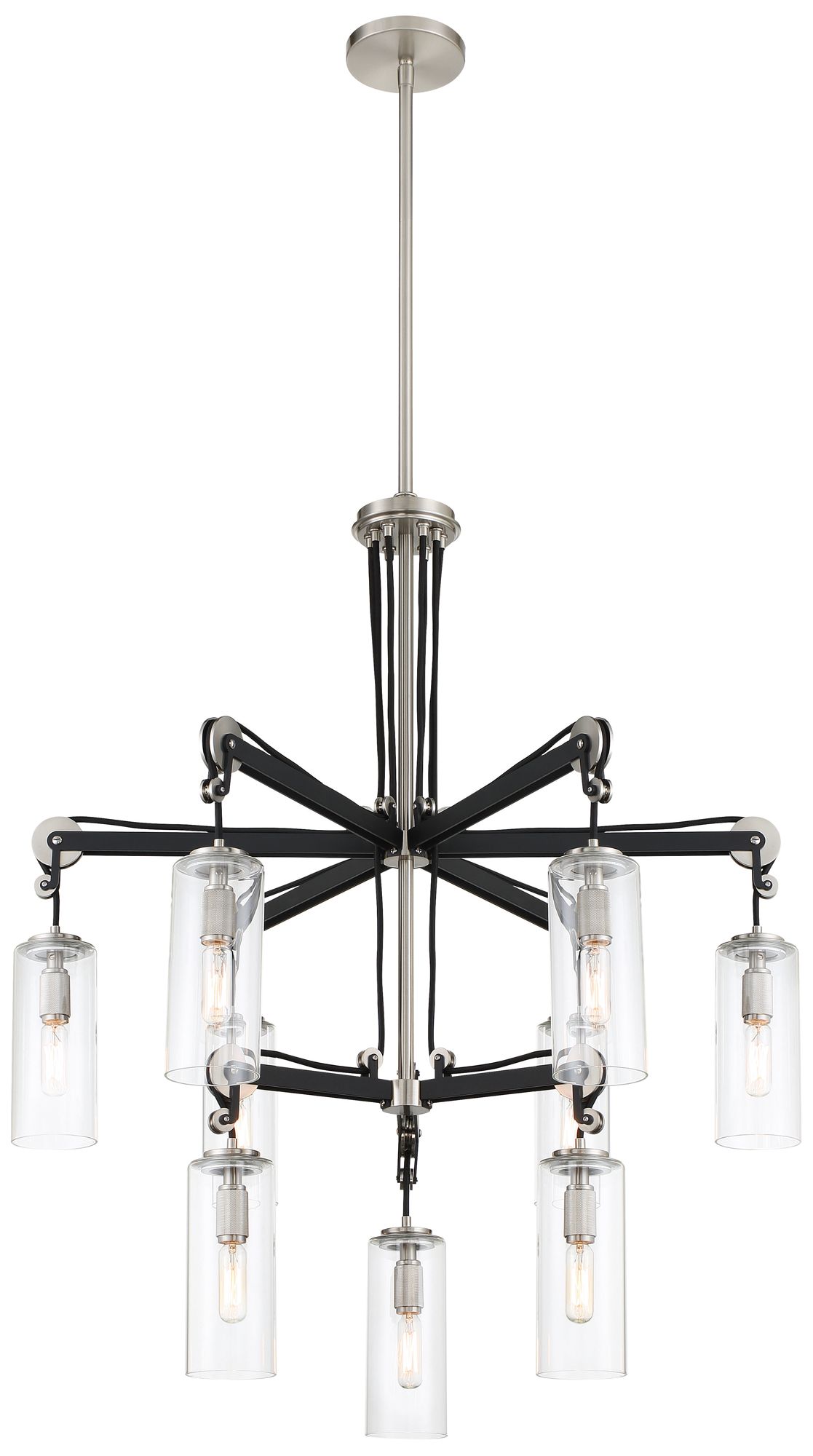 Minka-Lavery Pullman Junction 9-Light Coal and Nickel Chandelier