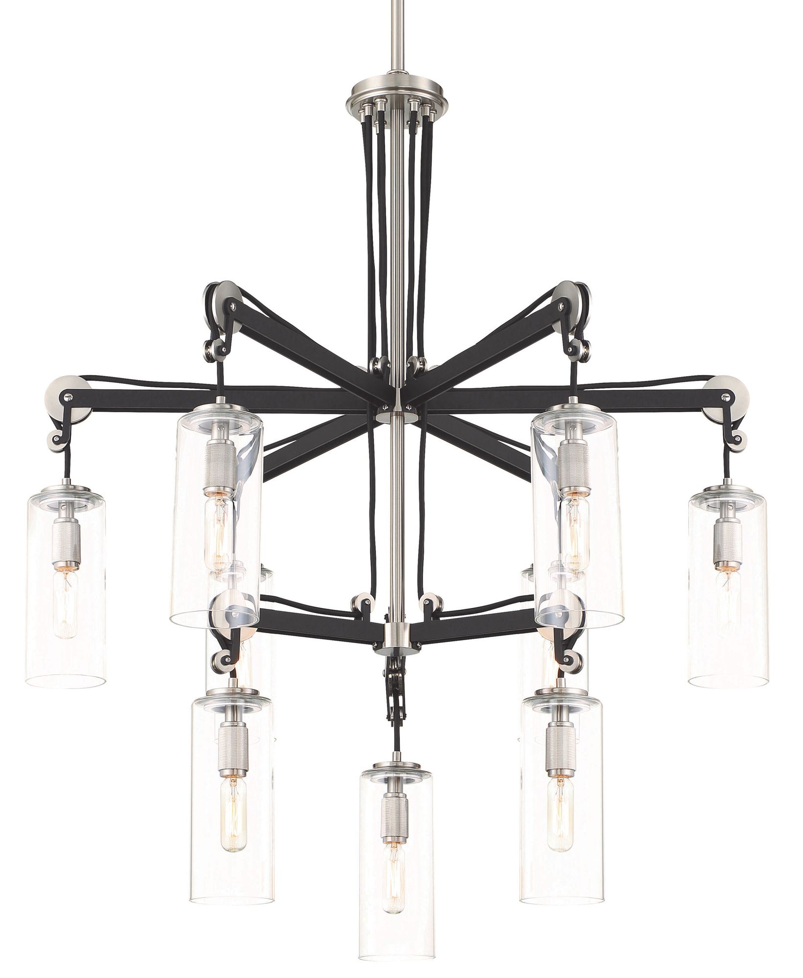 Image 3 Minka-Lavery Pullman Junction 9-Light Coal and Nickel Chandelier more views