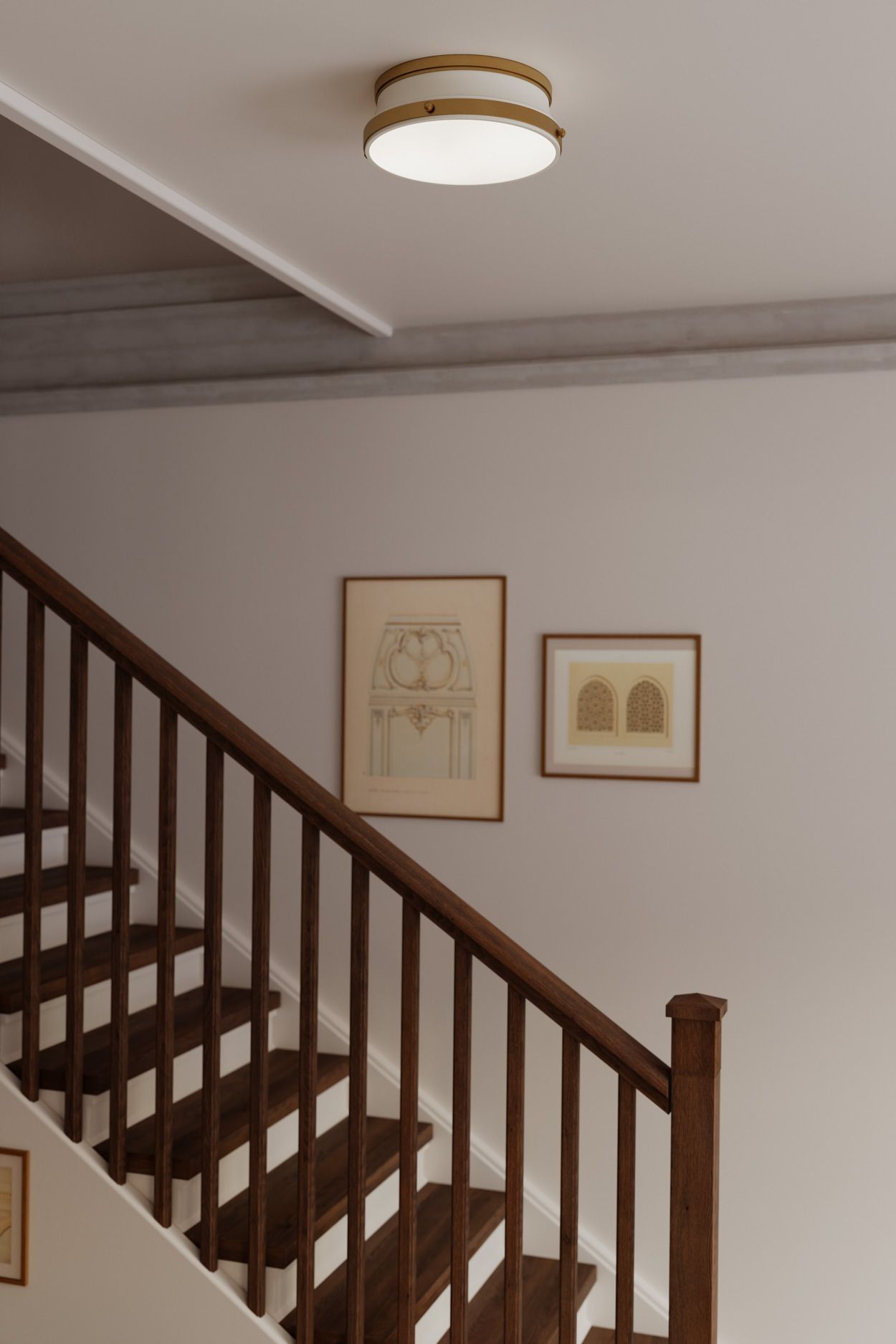 Image 2 Minka Lavery Purelight 2-Light 15-in Brass and White Flush Mount with Shade more views