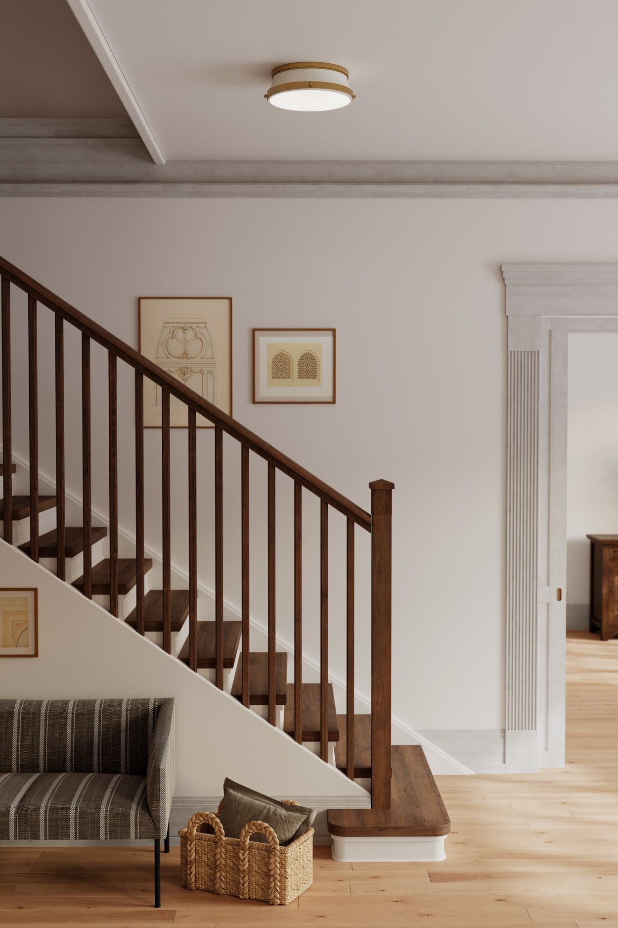 Image 4 Minka Lavery Purelight 2-Light 15-in Brass and White Flush Mount with Shade more views