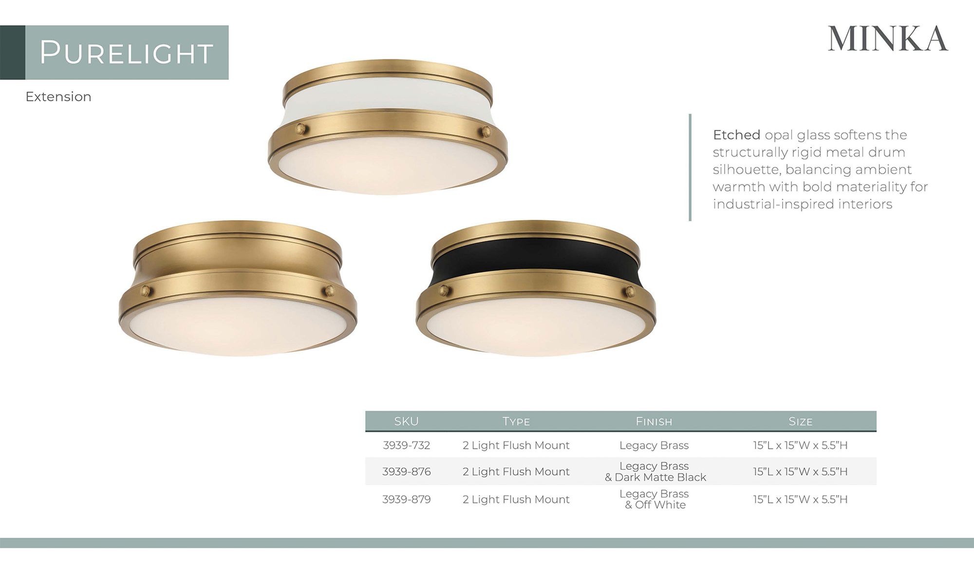 Image 7 Minka Lavery Purelight 2-Light 15-in Brass and White Flush Mount with Shade more views