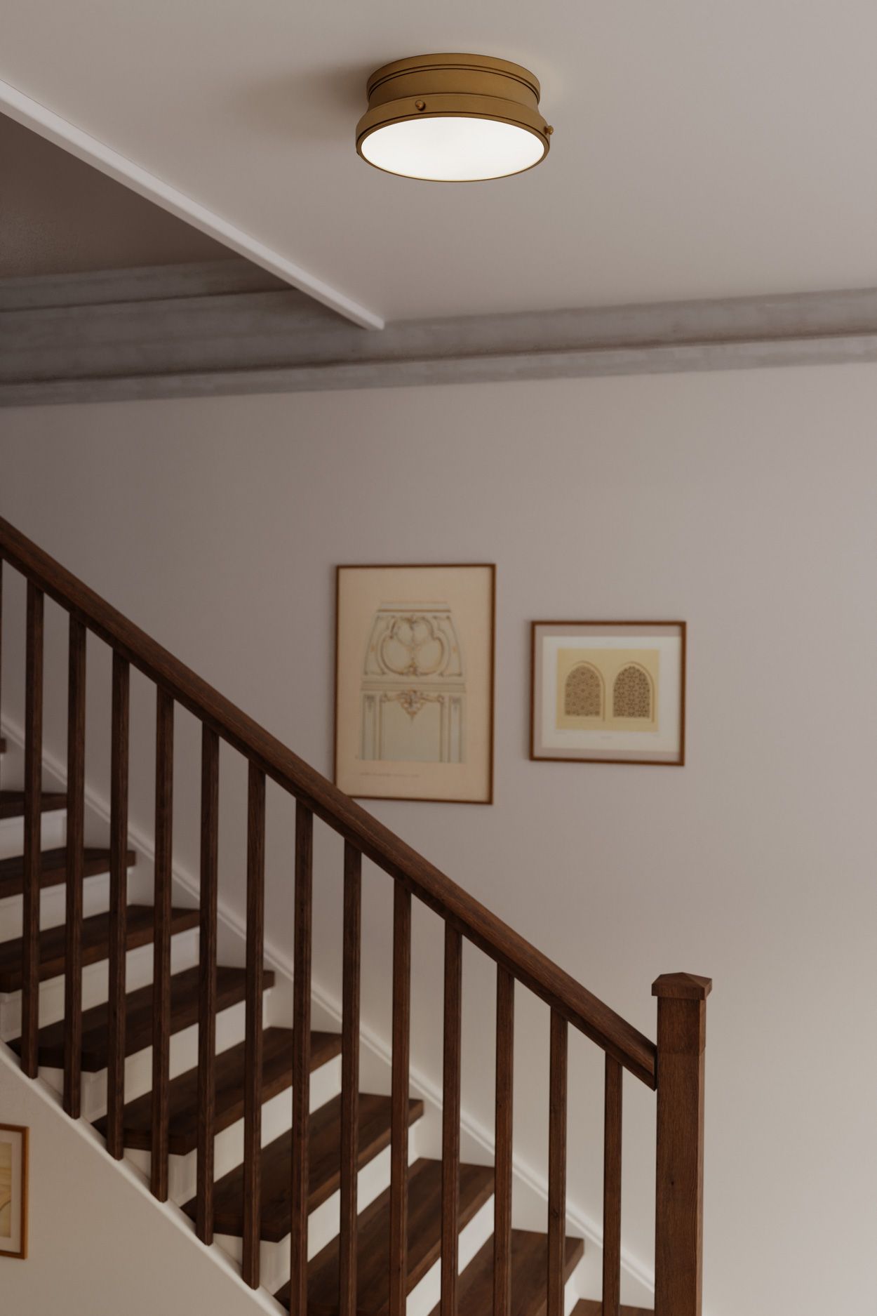 Image 2 Minka Lavery Purelight 2-Light 15-in Legacy Brass Flush Mount with Shade more views