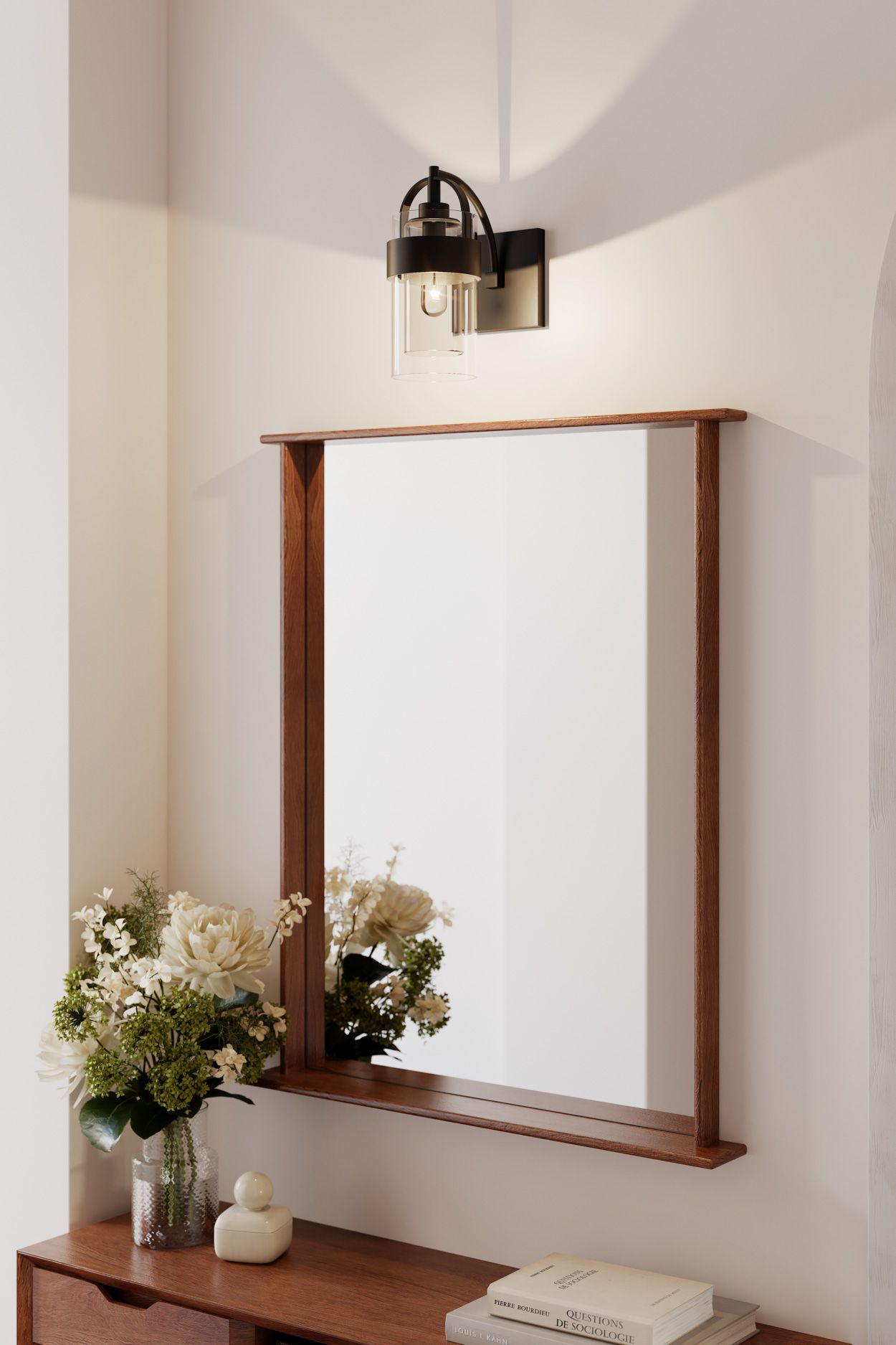 Image 2 Minka Lavery Ravik 1-Light 5-in Matte Black Vanity Light with Glass Shade more views