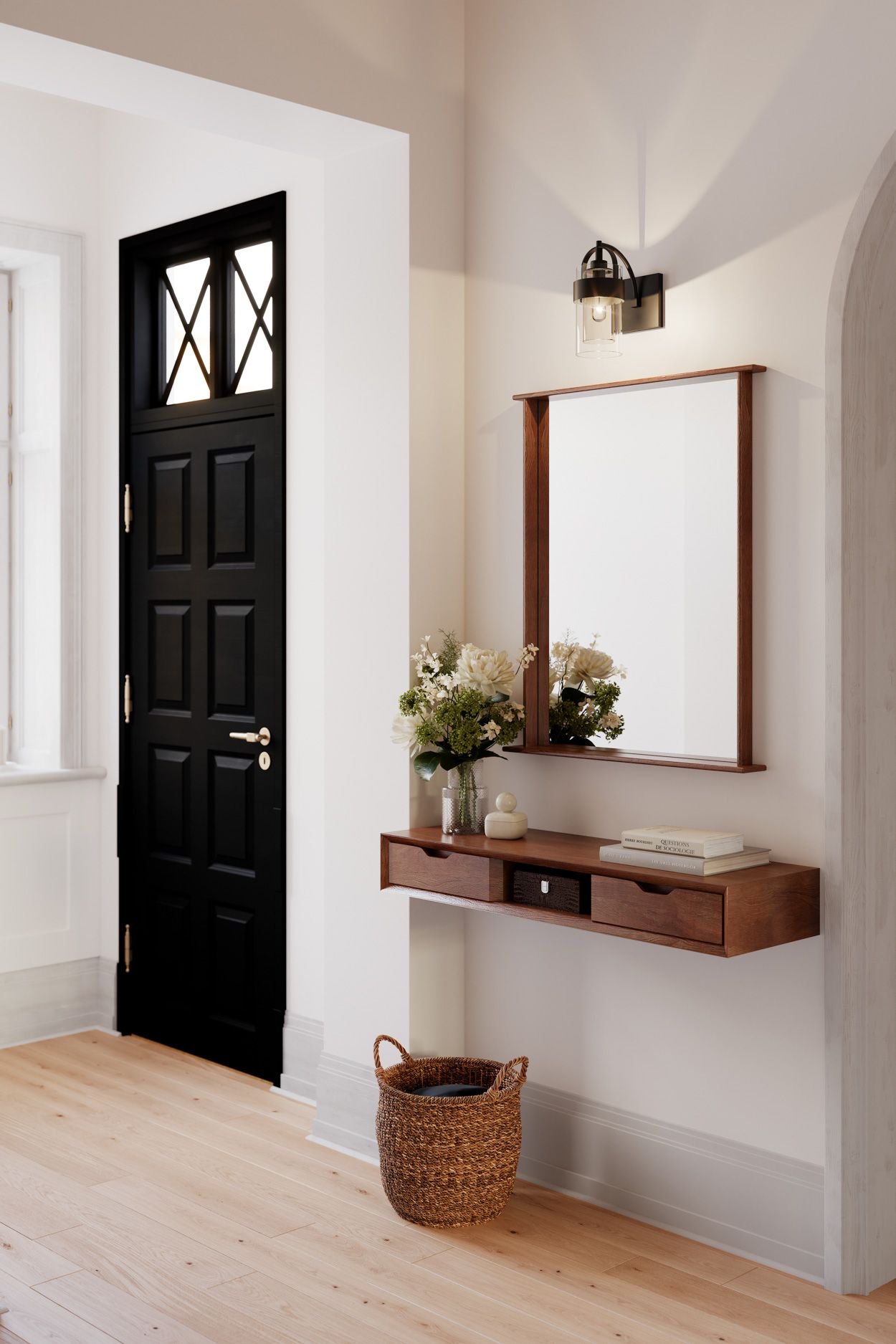 Image 4 Minka Lavery Ravik 1-Light 5-in Matte Black Vanity Light with Glass Shade more views