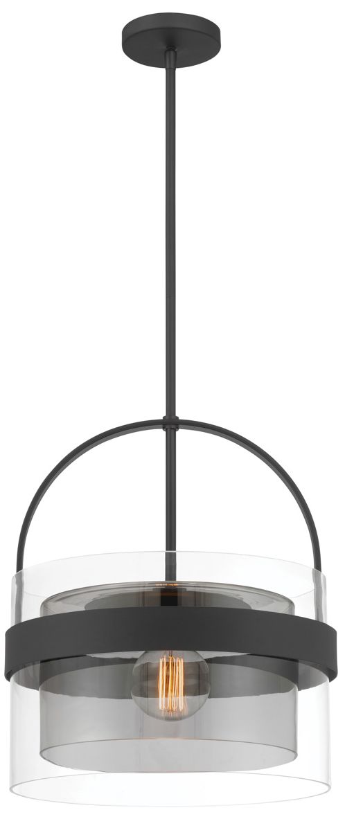 Thumbnail1 of Minka Lavery Ravik 1-Lt 15.5in Black Pendant to Semi-Flush with Glass Shade