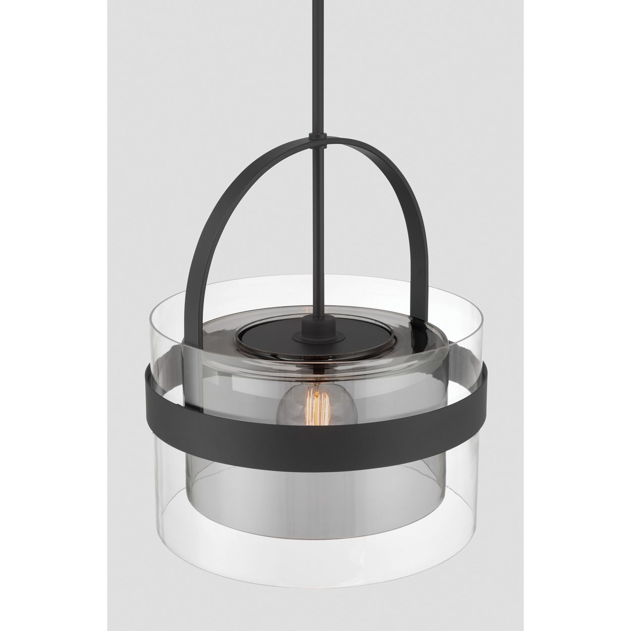 Thumbnail4 of Minka Lavery Ravik 1-Lt 15.5in Black Pendant to Semi-Flush with Glass Shade more views
