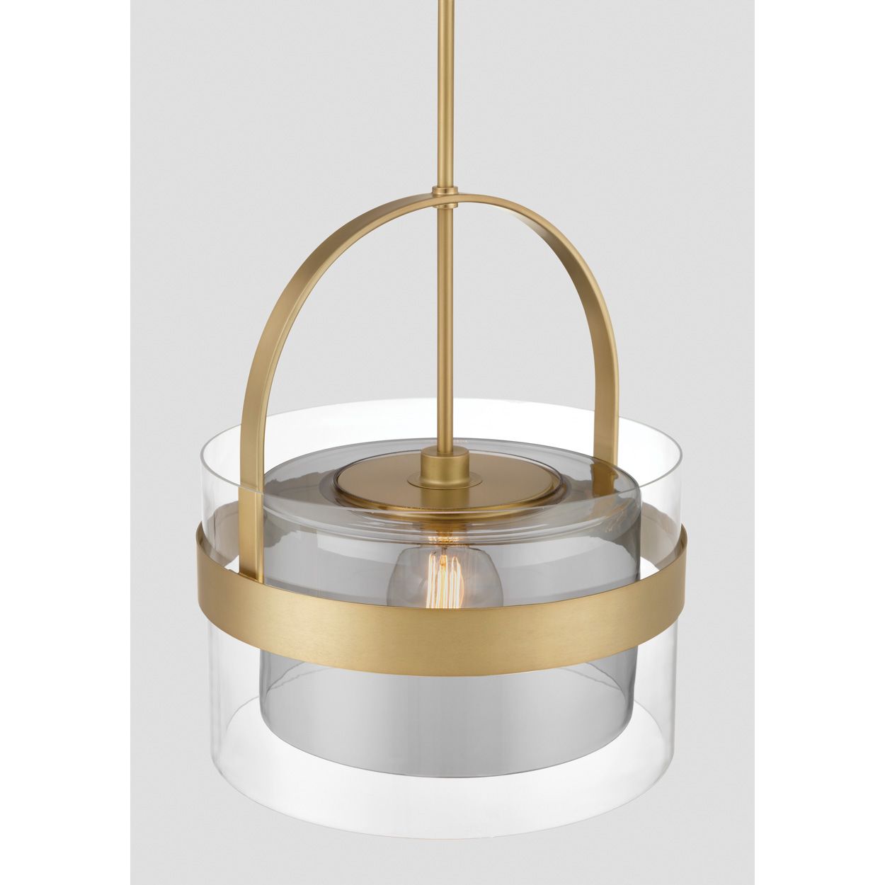 Image 6 Minka Lavery Ravik 1-Lt 15.5in Brass Pendant to Semi-Flush with Glass Shade more views