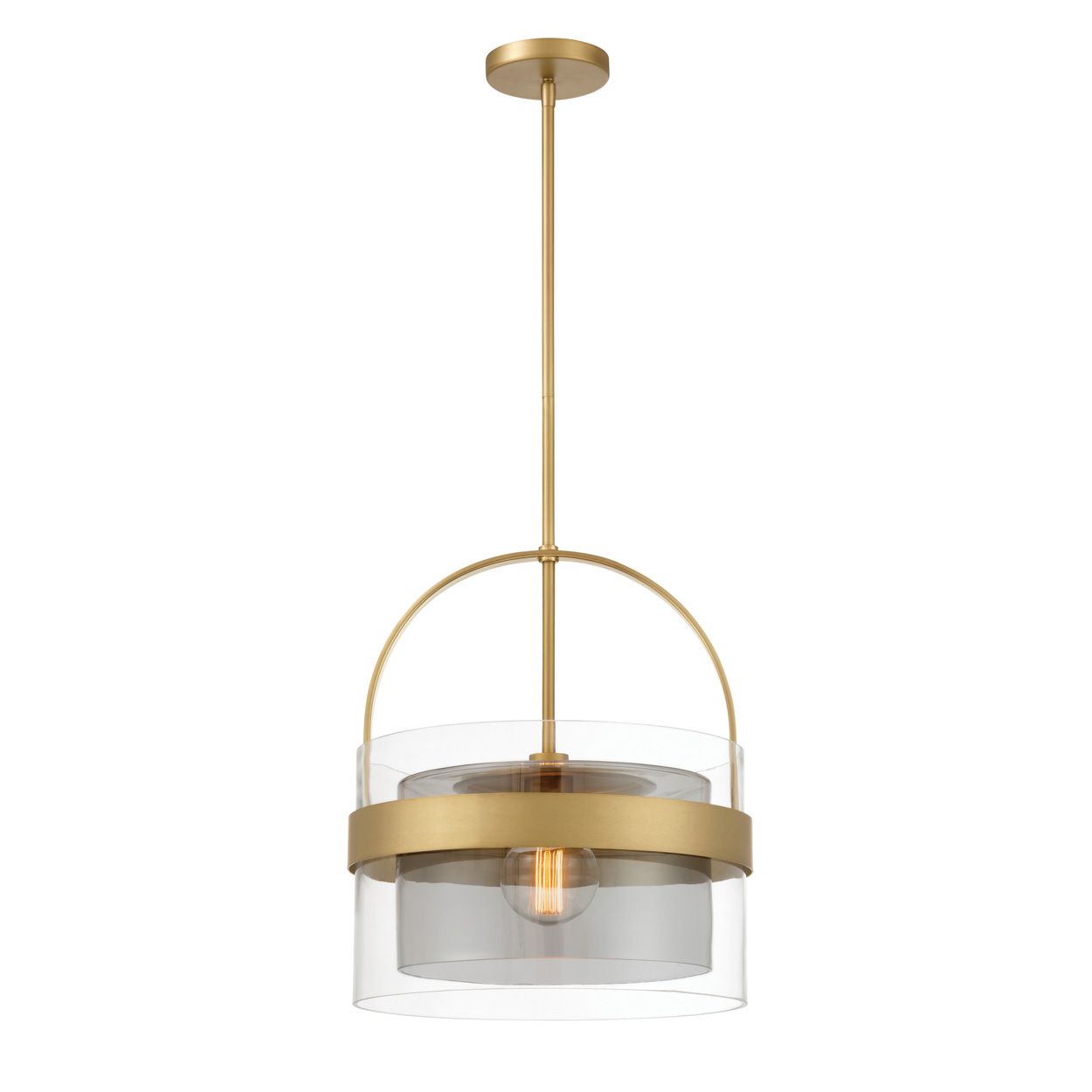Image 7 Minka Lavery Ravik 1-Lt 15.5in Brass Pendant to Semi-Flush with Glass Shade more views