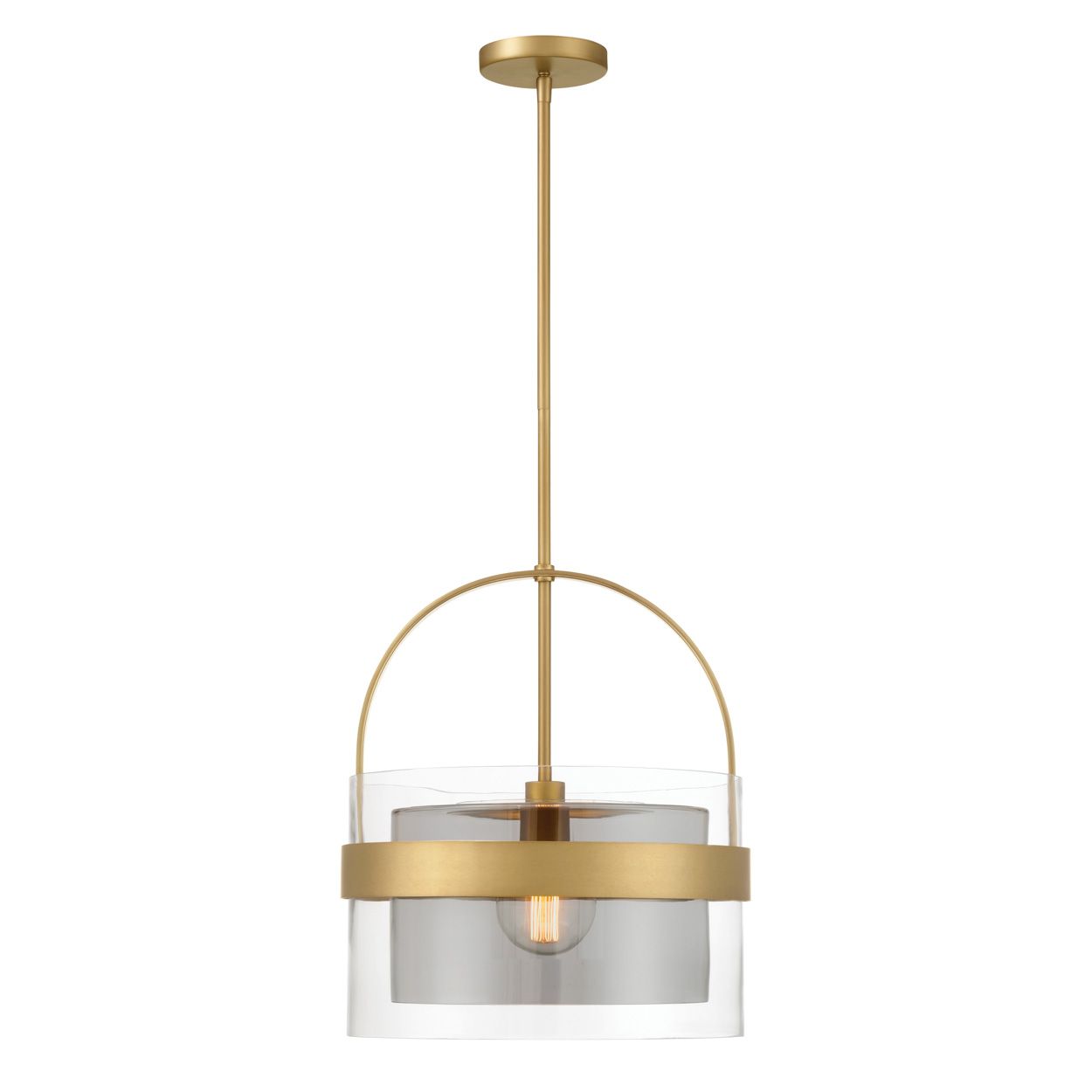 Minka Lavery Ravik 1-Lt 15.5in Brass Pendant to Semi-Flush with Glass Shade