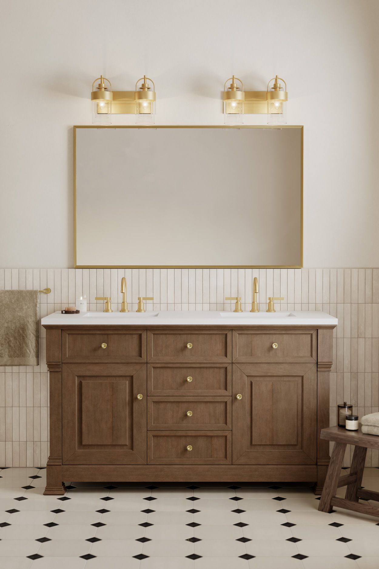 Image 3 Minka Lavery Ravik 2-Lt 14.25-in Legacy Brass Vanity Light with Glass Shade more views