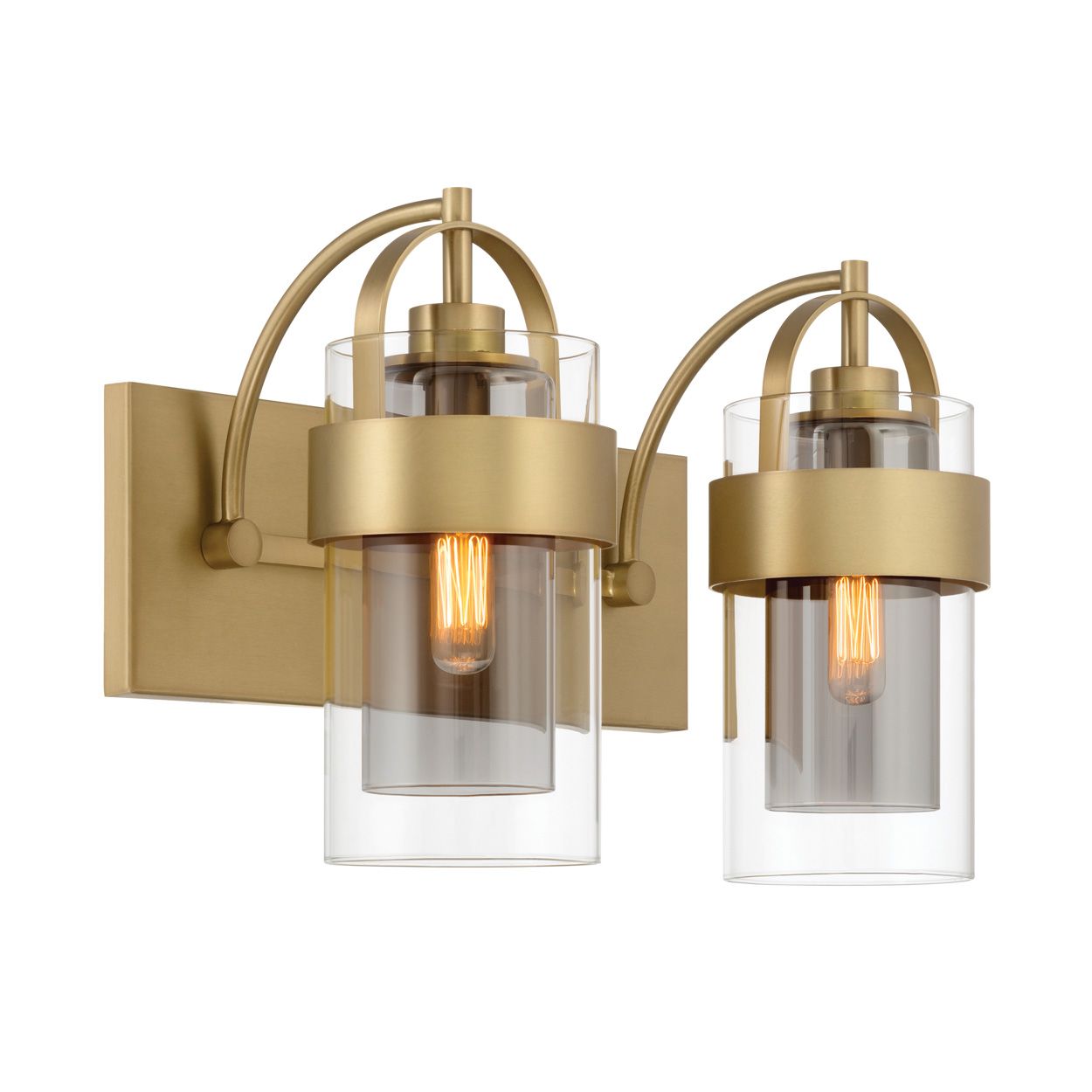Image 4 Minka Lavery Ravik 2-Lt 14.25-in Legacy Brass Vanity Light with Glass Shade more views