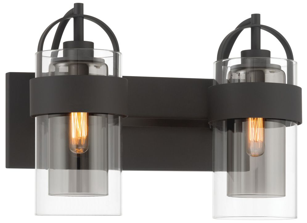 Image 2 Minka Lavery Ravik 2-Lt 14.25-in Matte Black Vanity Light with Glass Shades
