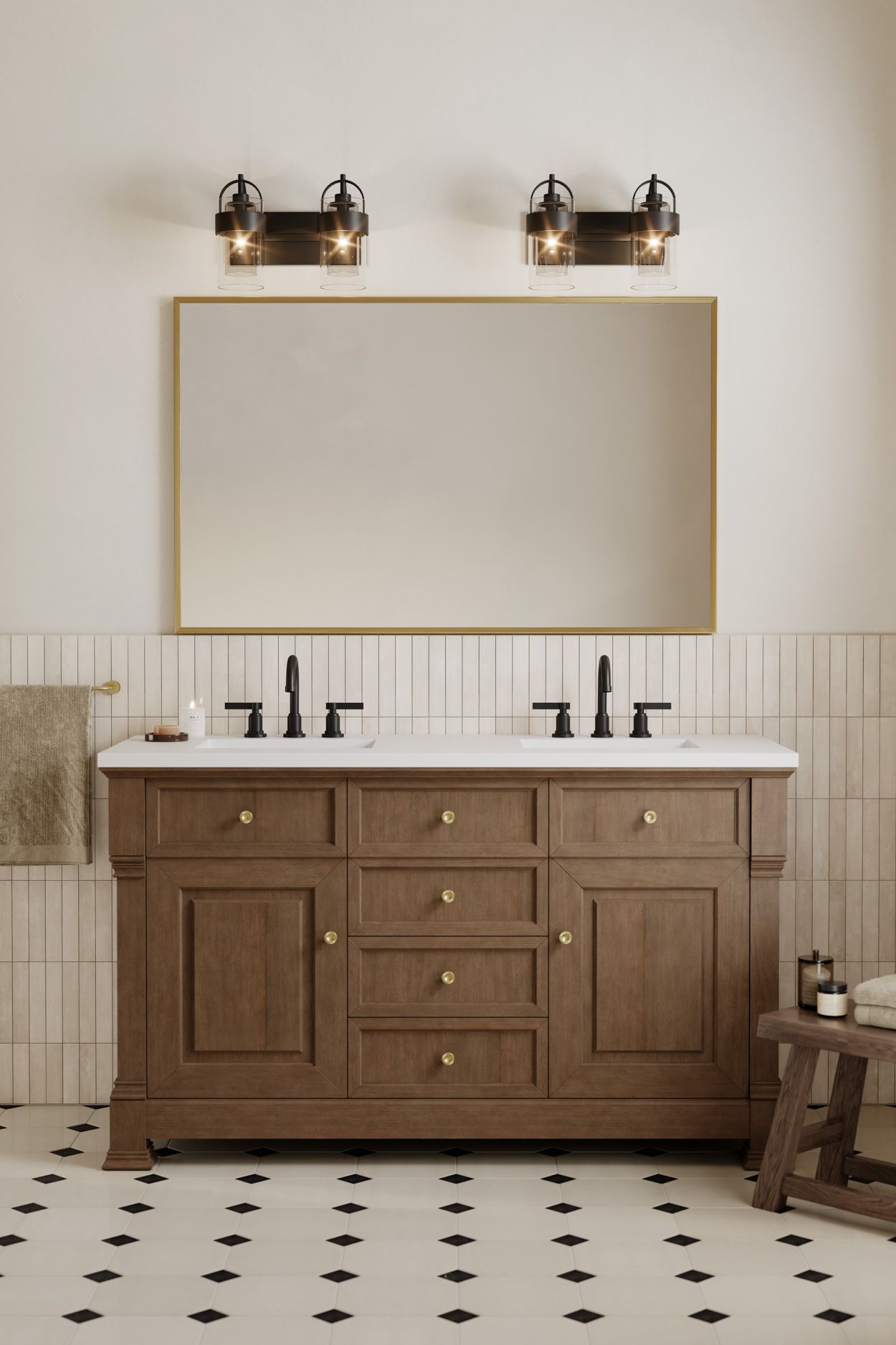 Image 3 Minka Lavery Ravik 2-Lt 14.25-in Matte Black Vanity Light with Glass Shades more views